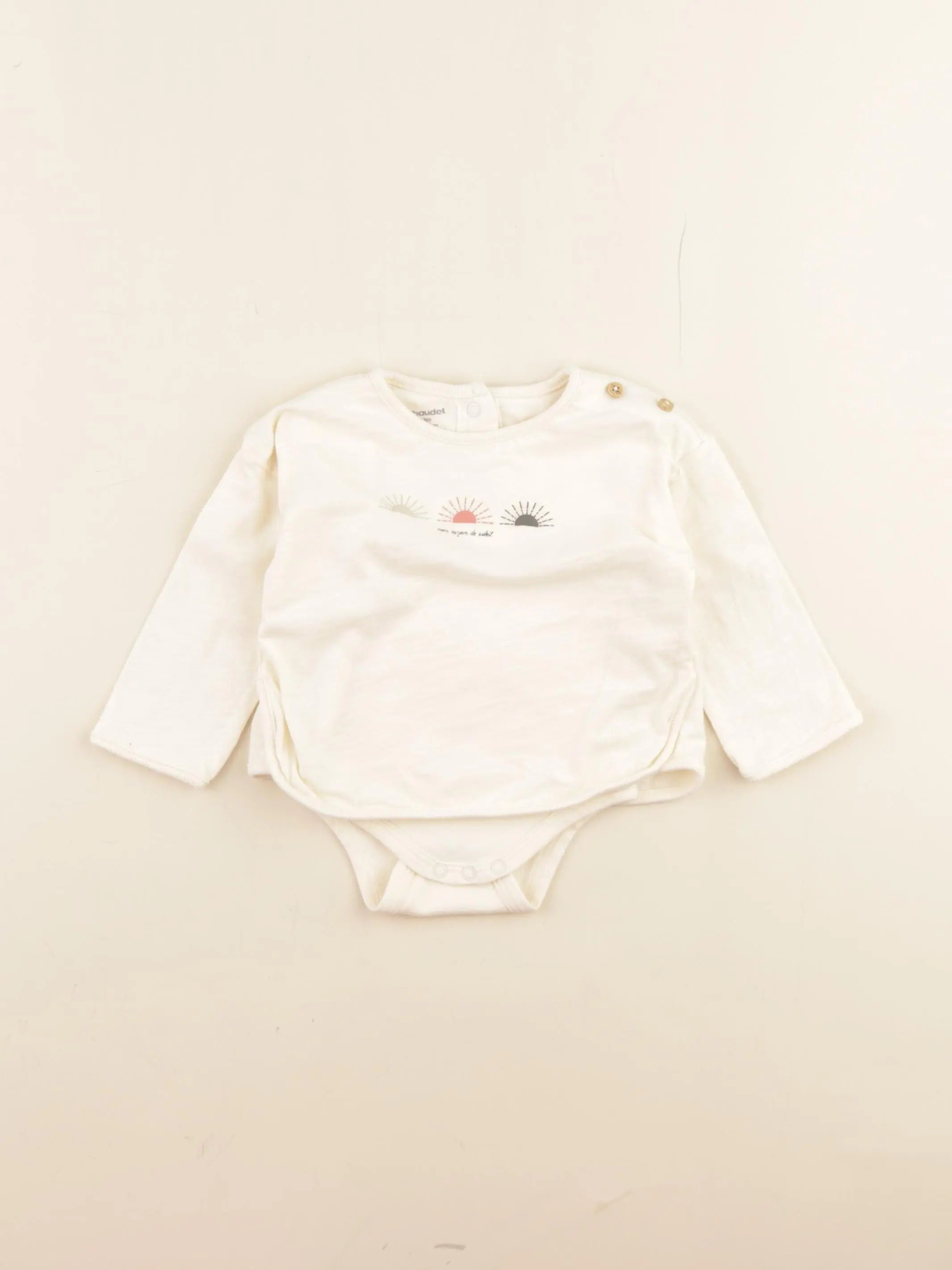 Vertbaudet - body tee-shirt beige - 3 mois