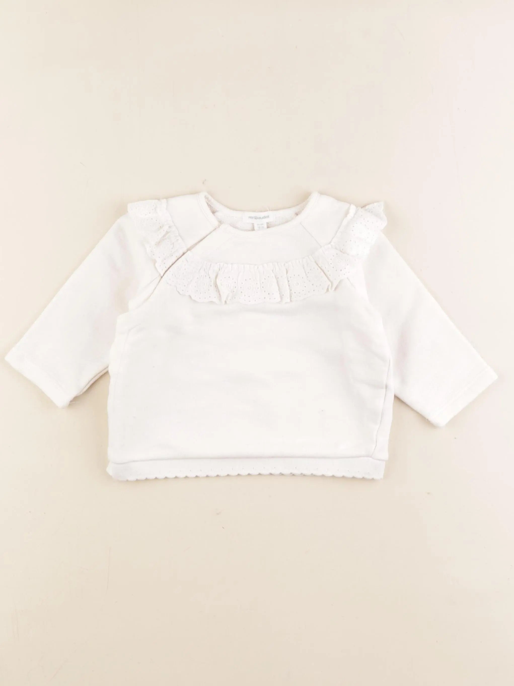 Vertbaudet - sweat blanc - 12 mois