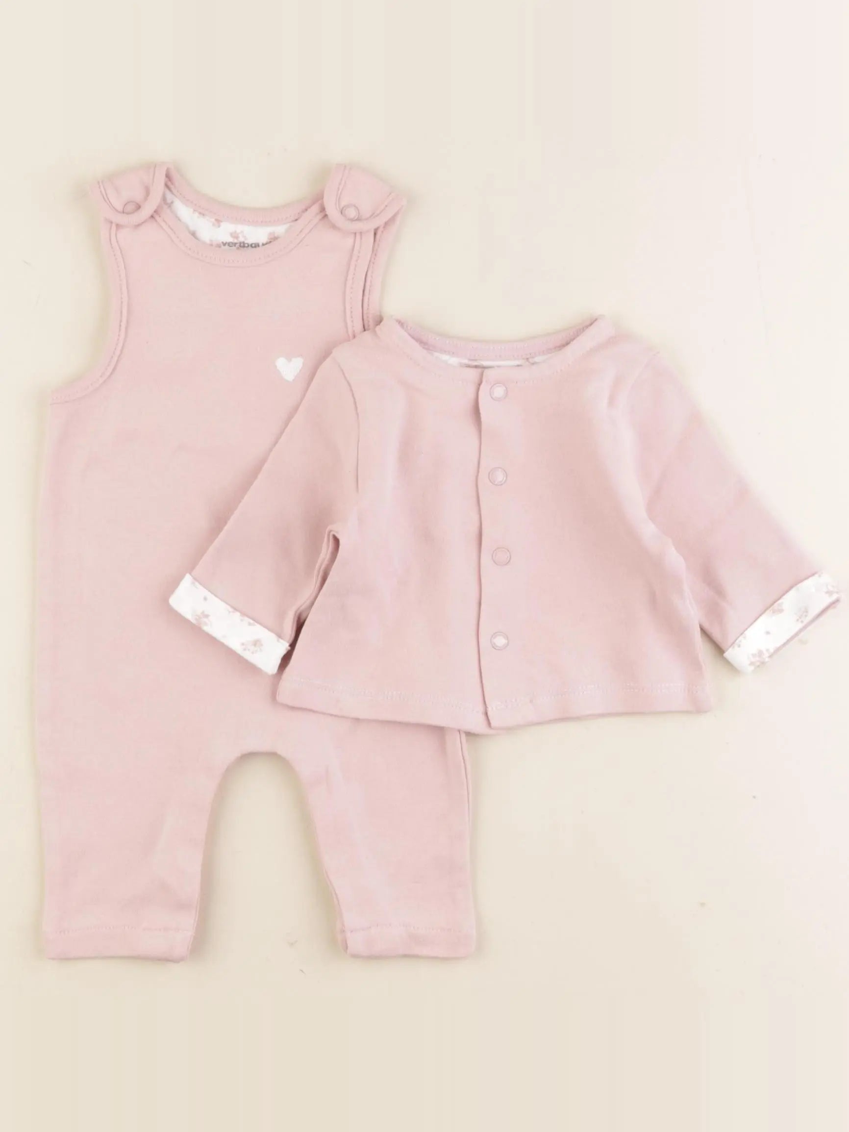 Vertbaudet - ensemble rose - 1 mois