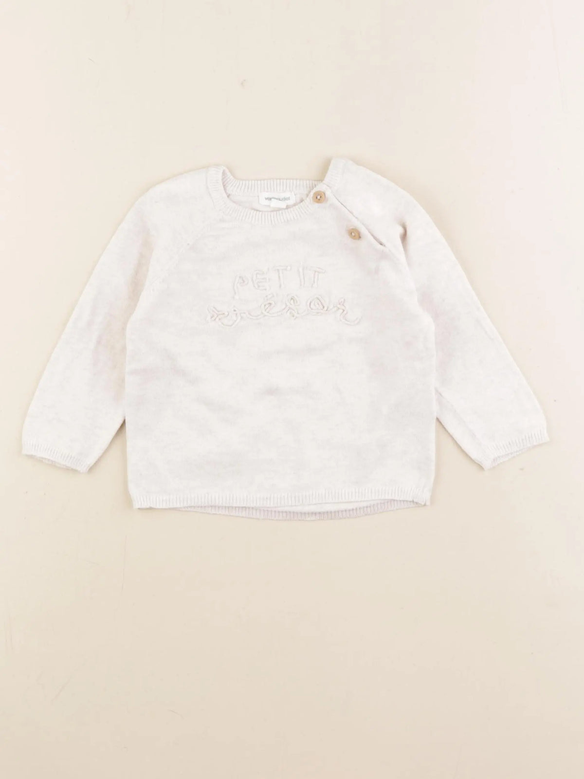Vertbaudet - pull beige - 6 mois