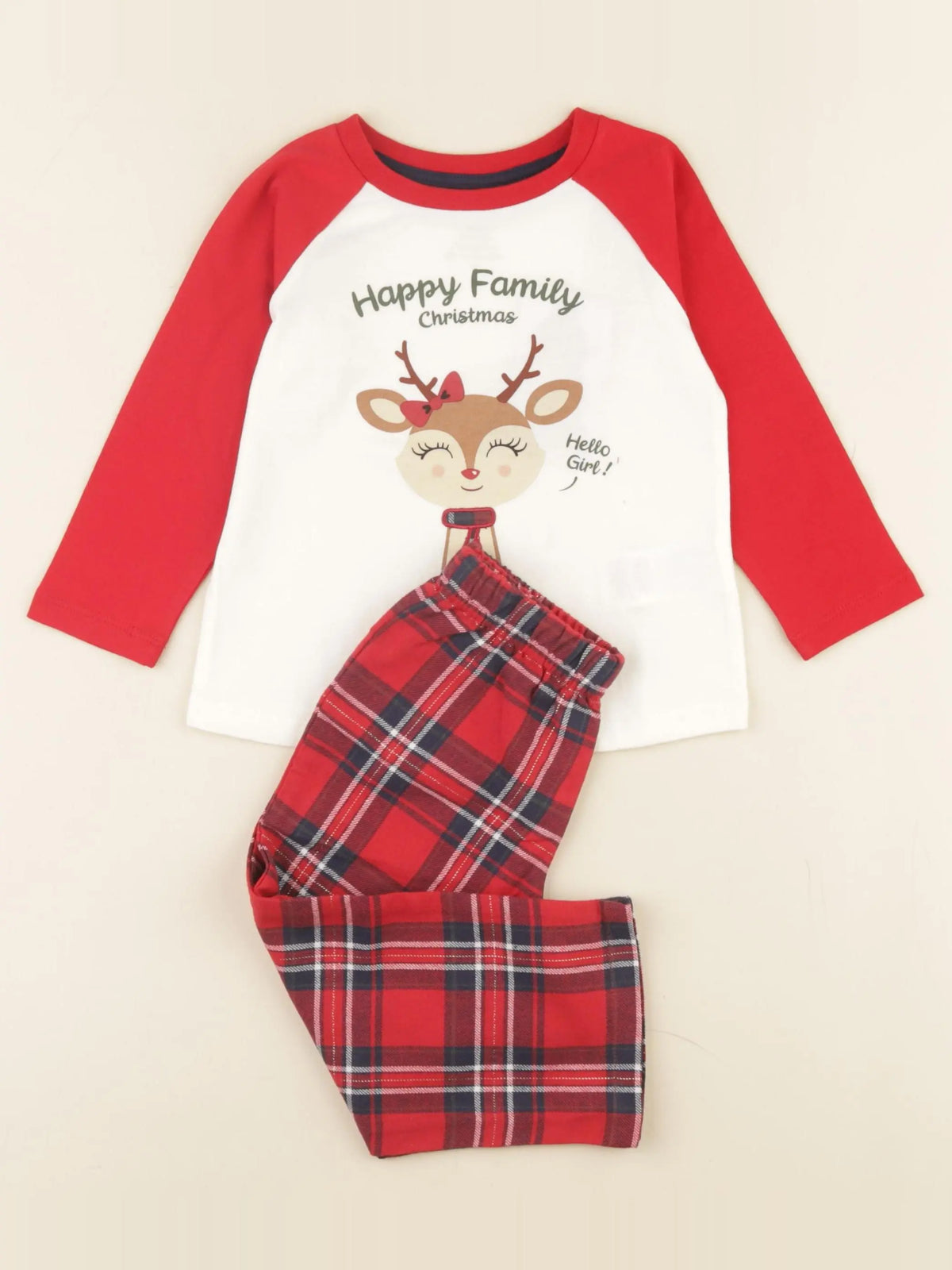 Vertbaudet - pyjama coton rouge, blanc - 2 ans