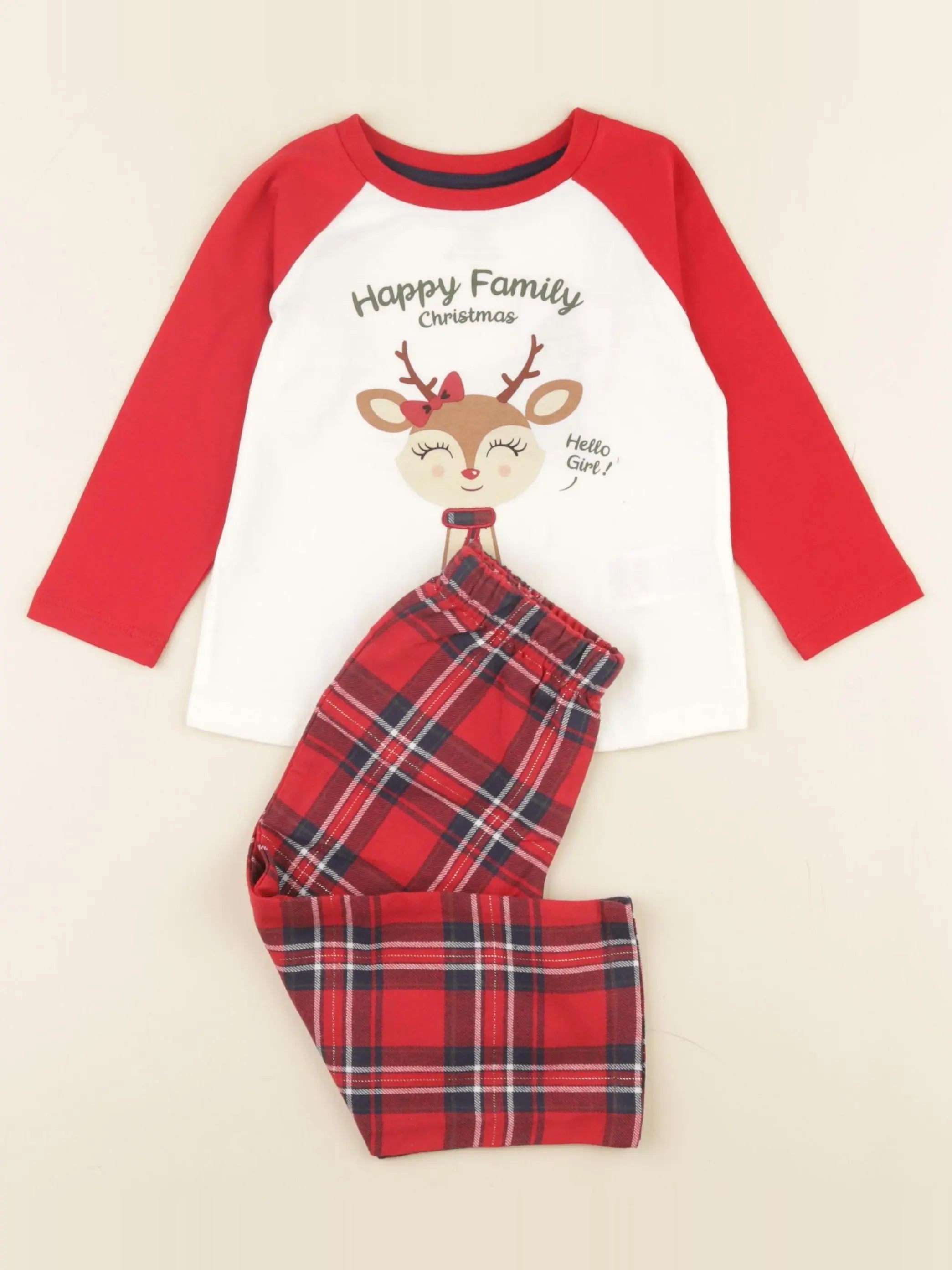 Vertbaudet - pyjama coton rouge, blanc - 2 ans