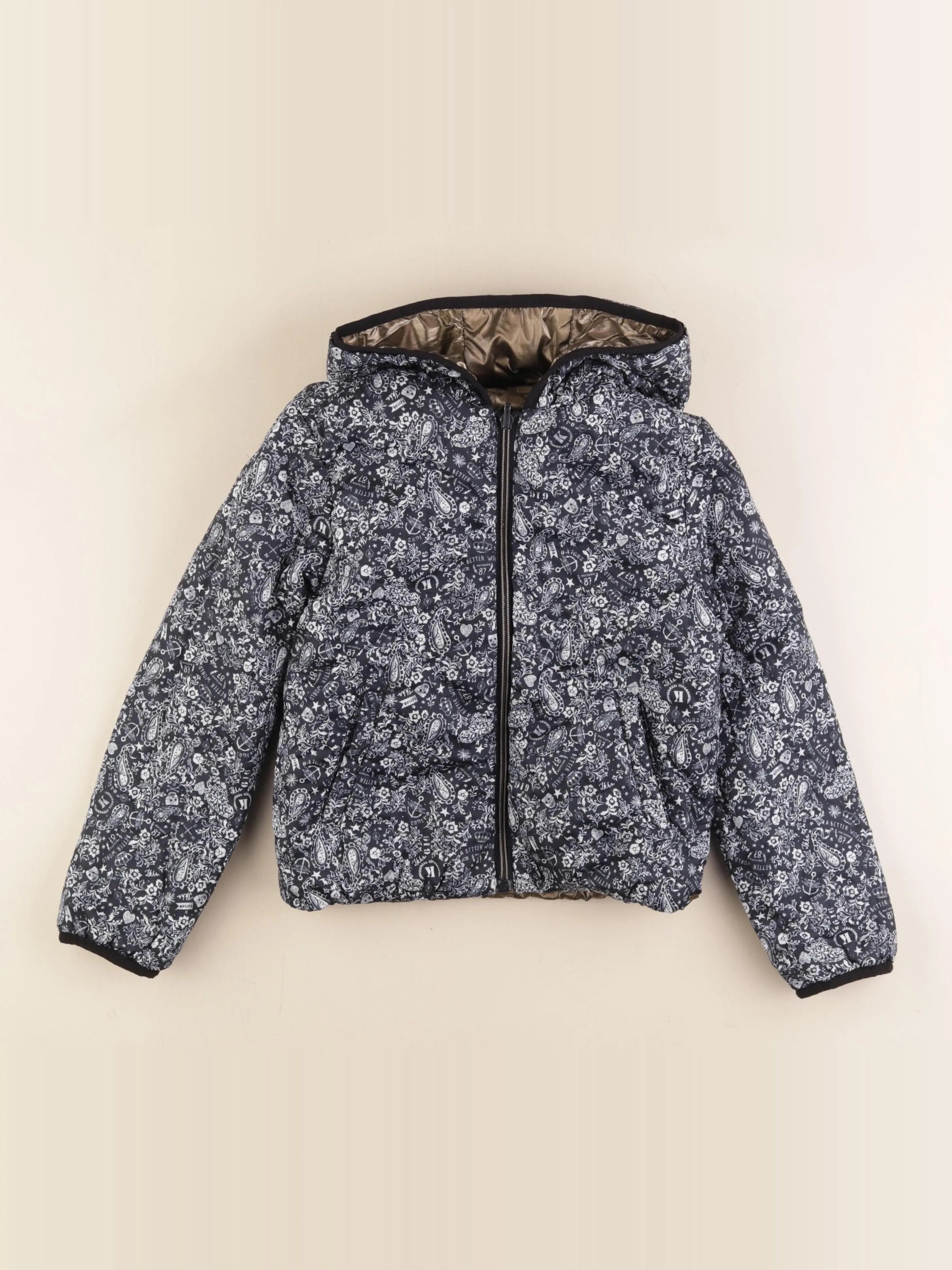 IKKS - doudoune réversible bleu, bronze - 8 ans