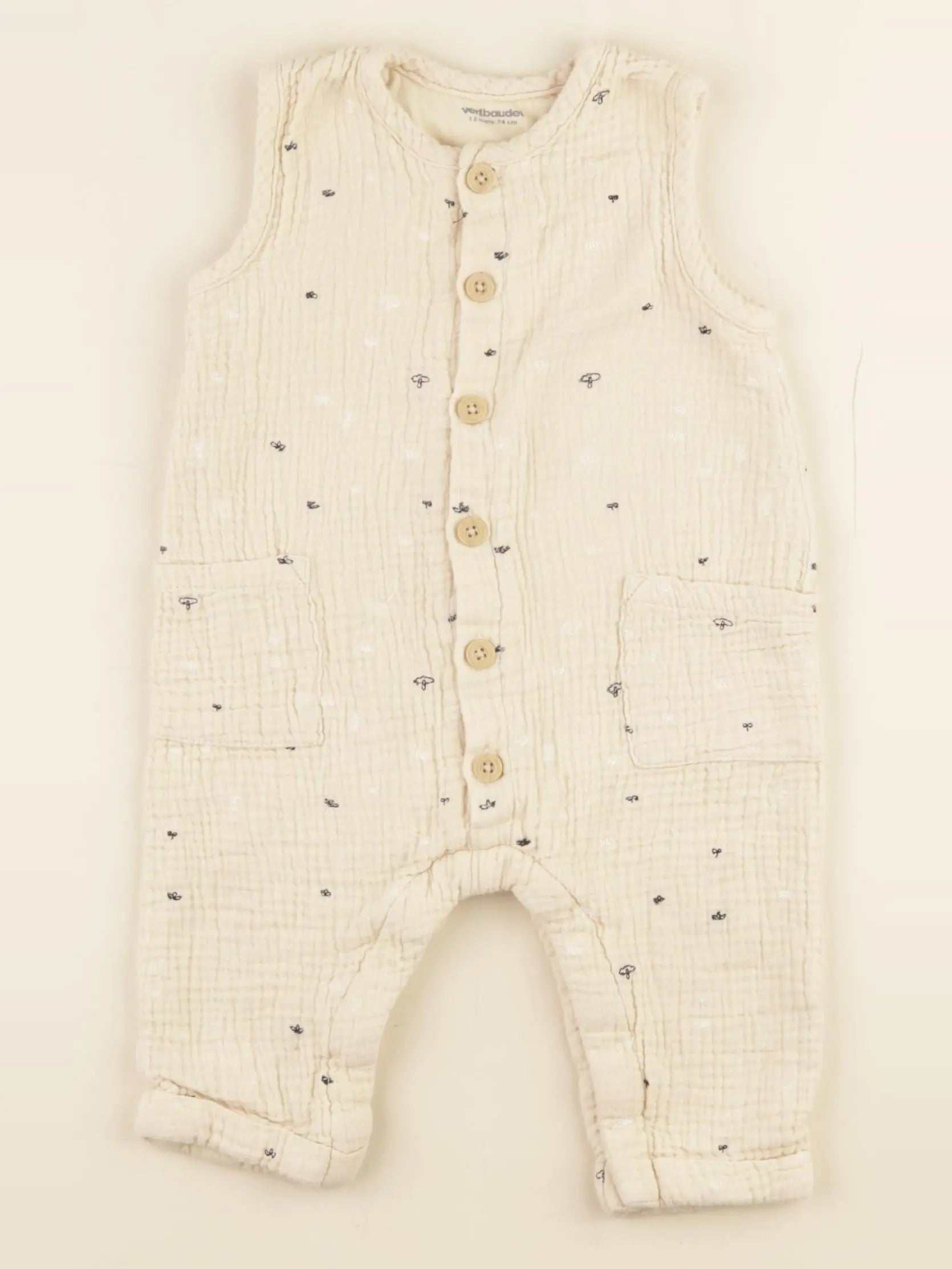 Vertbaudet - combinaison beige - 12 mois