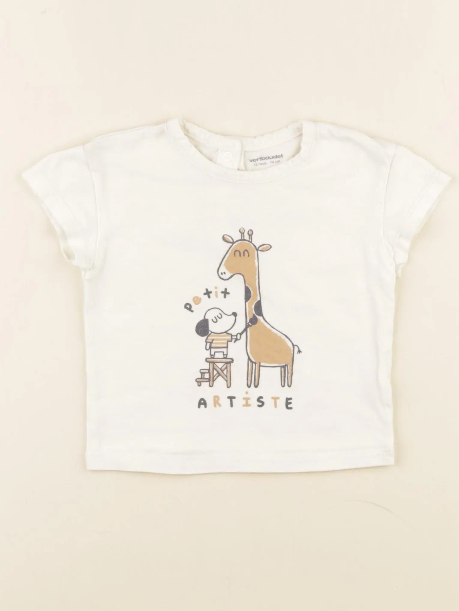 Vertbaudet - tee-shirt blanc - 12 mois