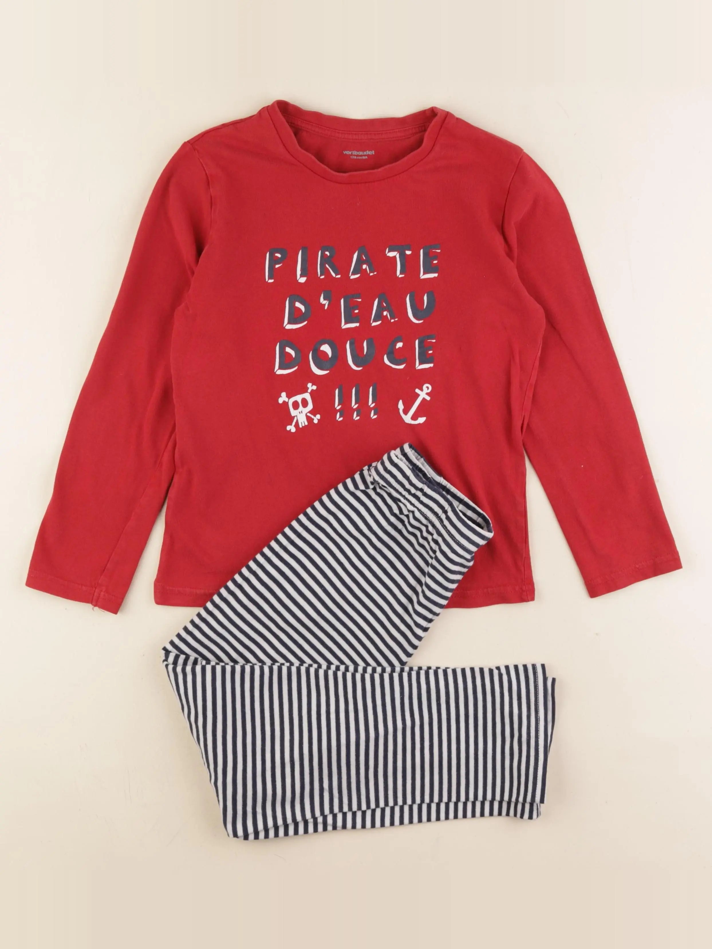 Vertbaudet - pyjama coton rouge - 8 ans
