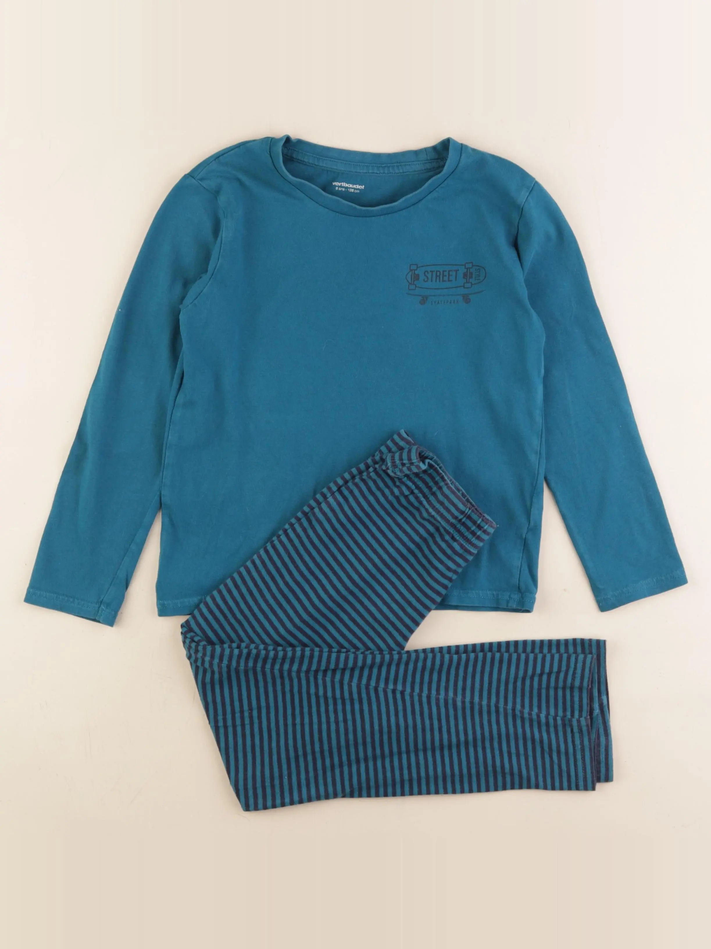 Vertbaudet - pyjama coton bleu - 8 ans