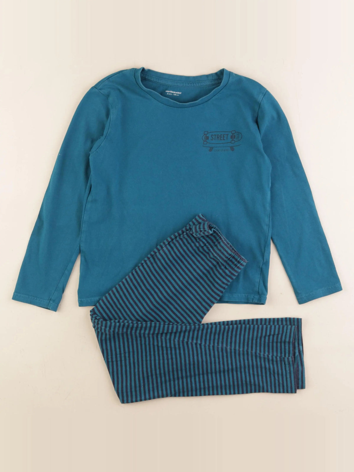 Vertbaudet - pyjama coton bleu - 8 ans