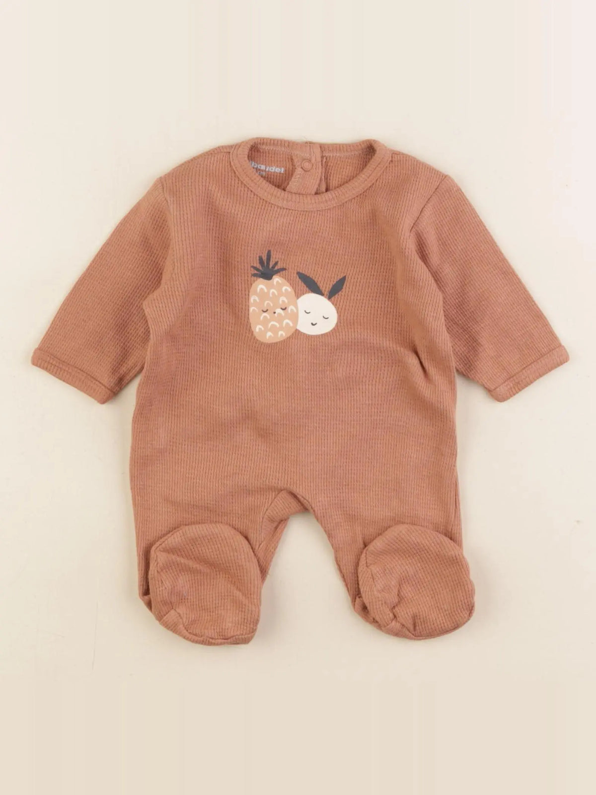 Vertbaudet - pyjama coton marron - 0 mois