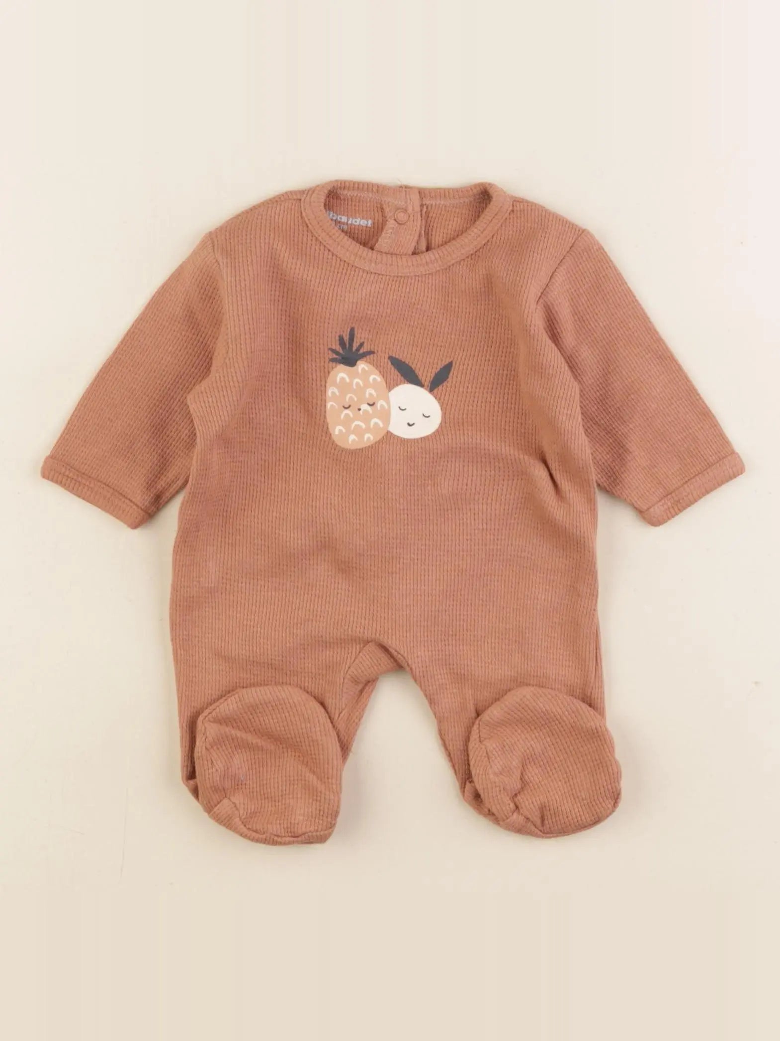 Vertbaudet - pyjama coton marron - 0 mois