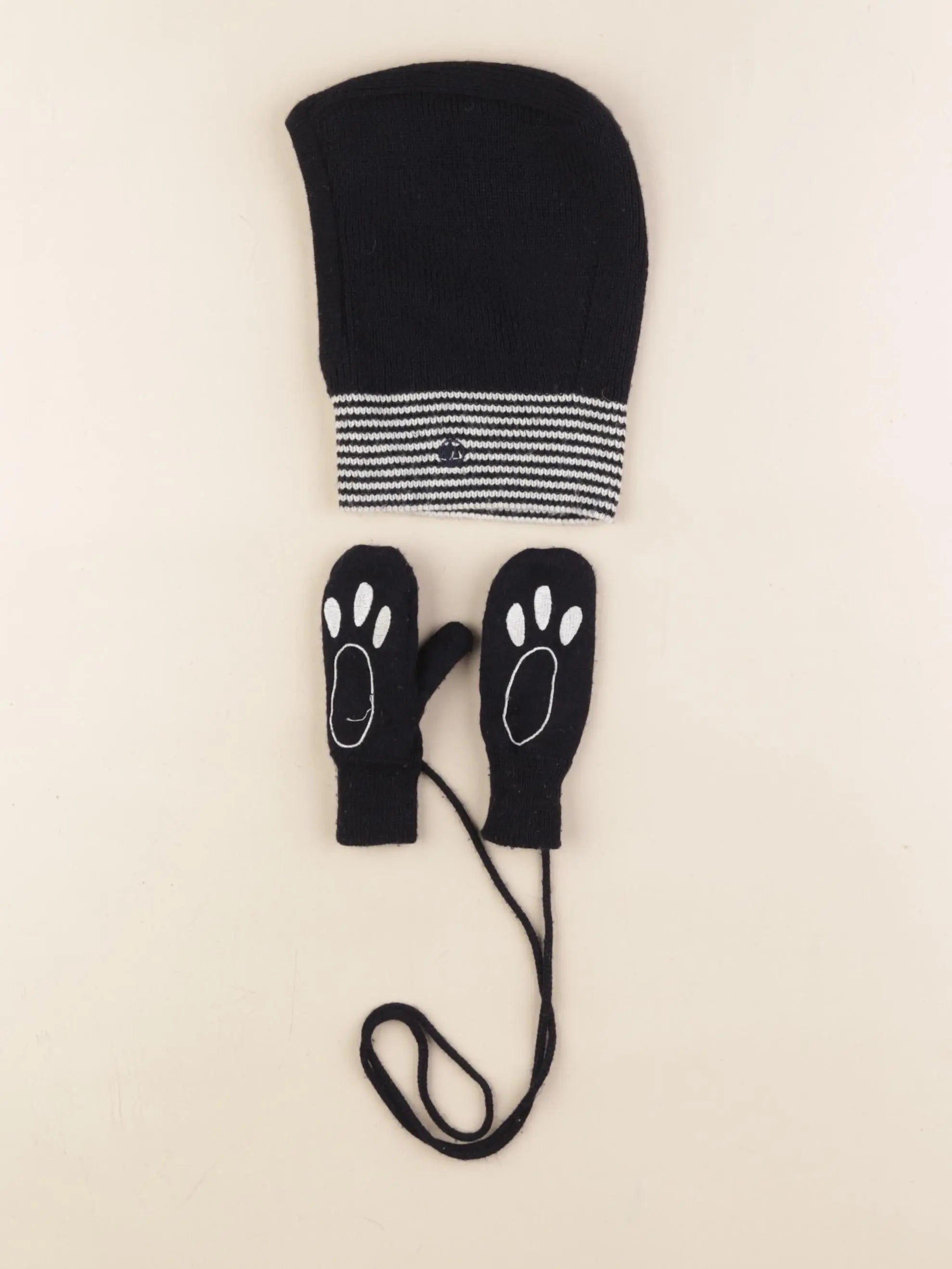 Petit Bateau - ensemble bonnet/moufles bleu - 0/6 mois