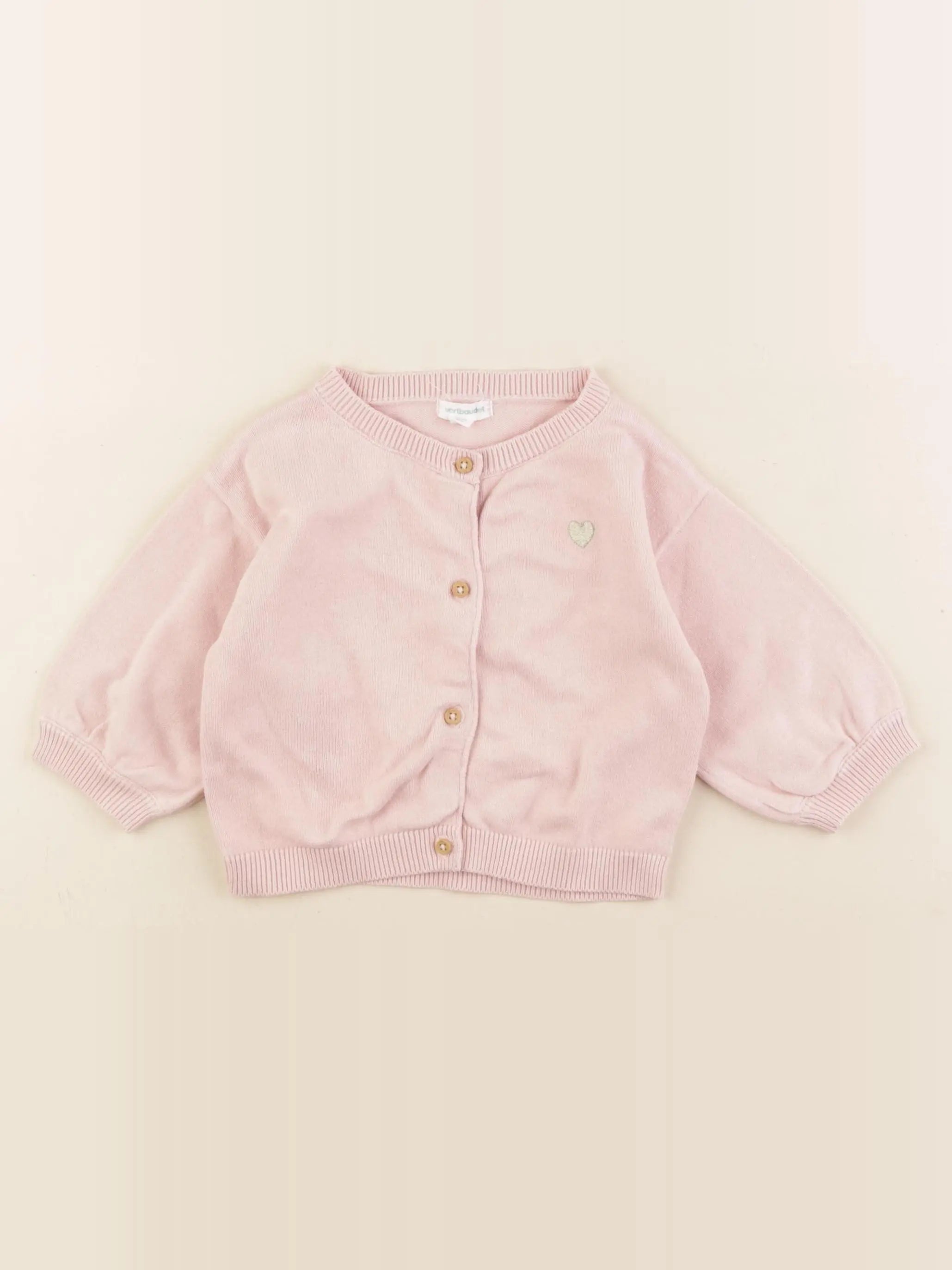 Vertbaudet - gilet rose - 9 mois