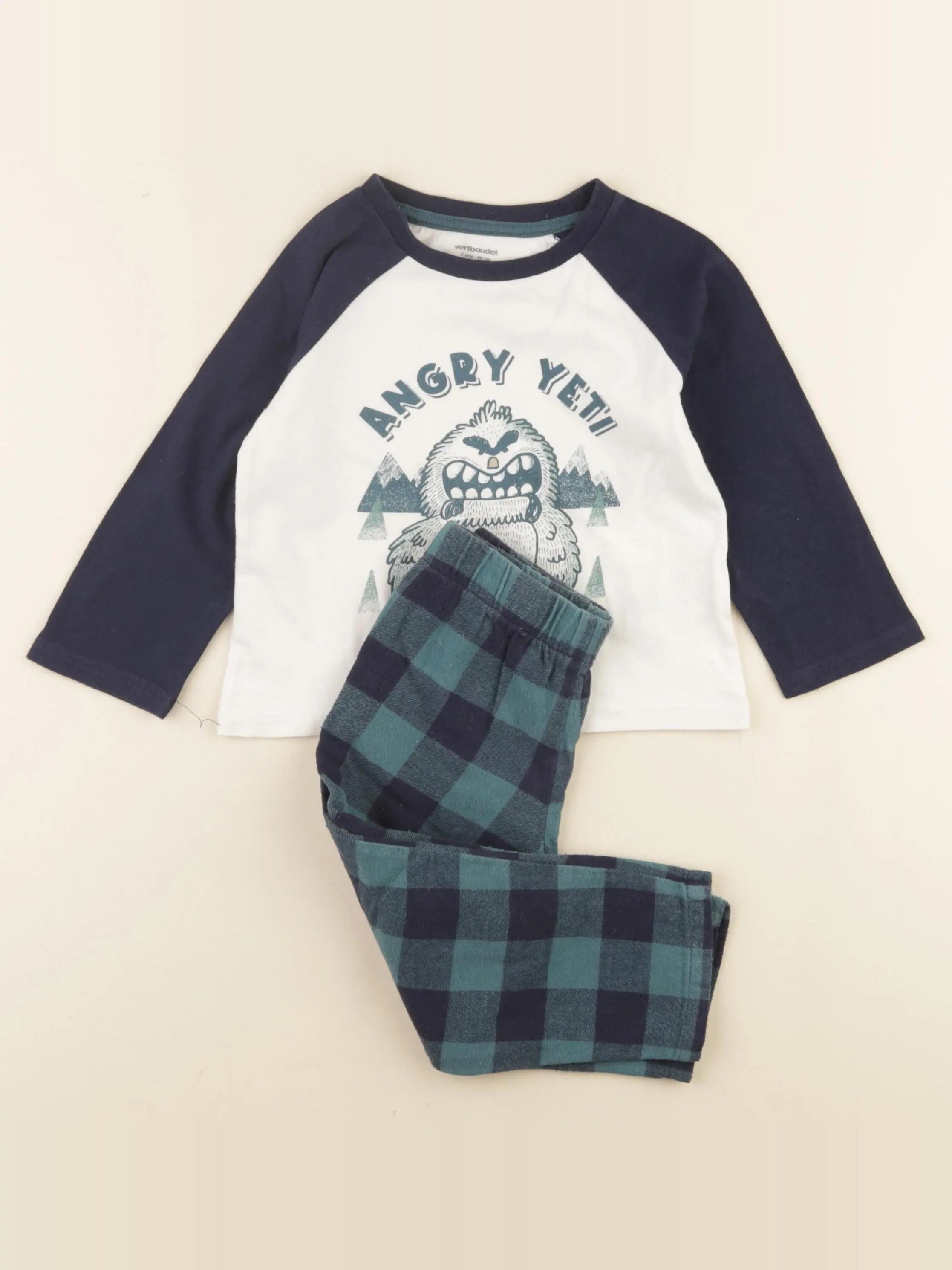 Vertbaudet - pyjama coton vert - 2 ans