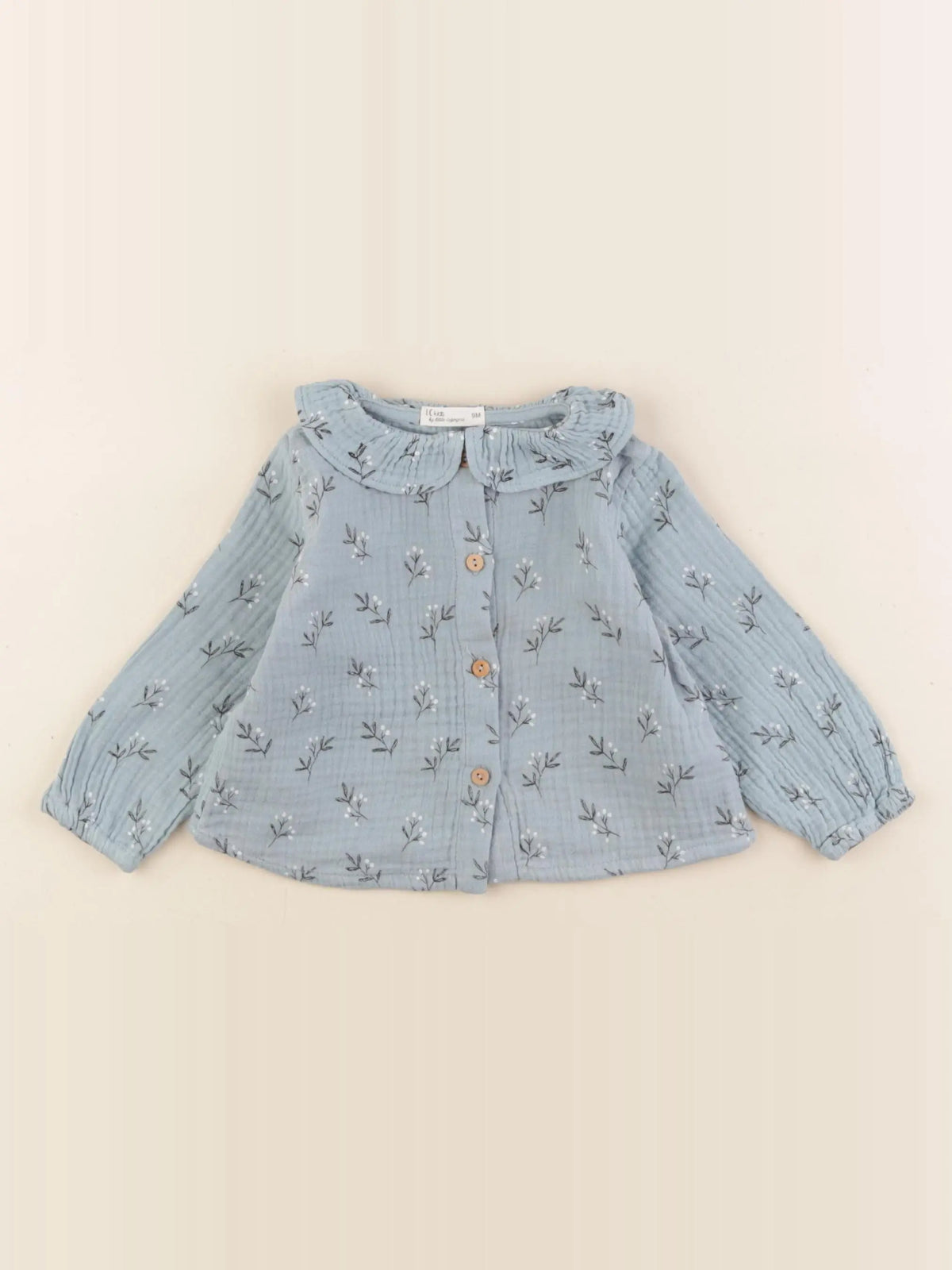 Little Cigogne - blouse bleu - 9 mois