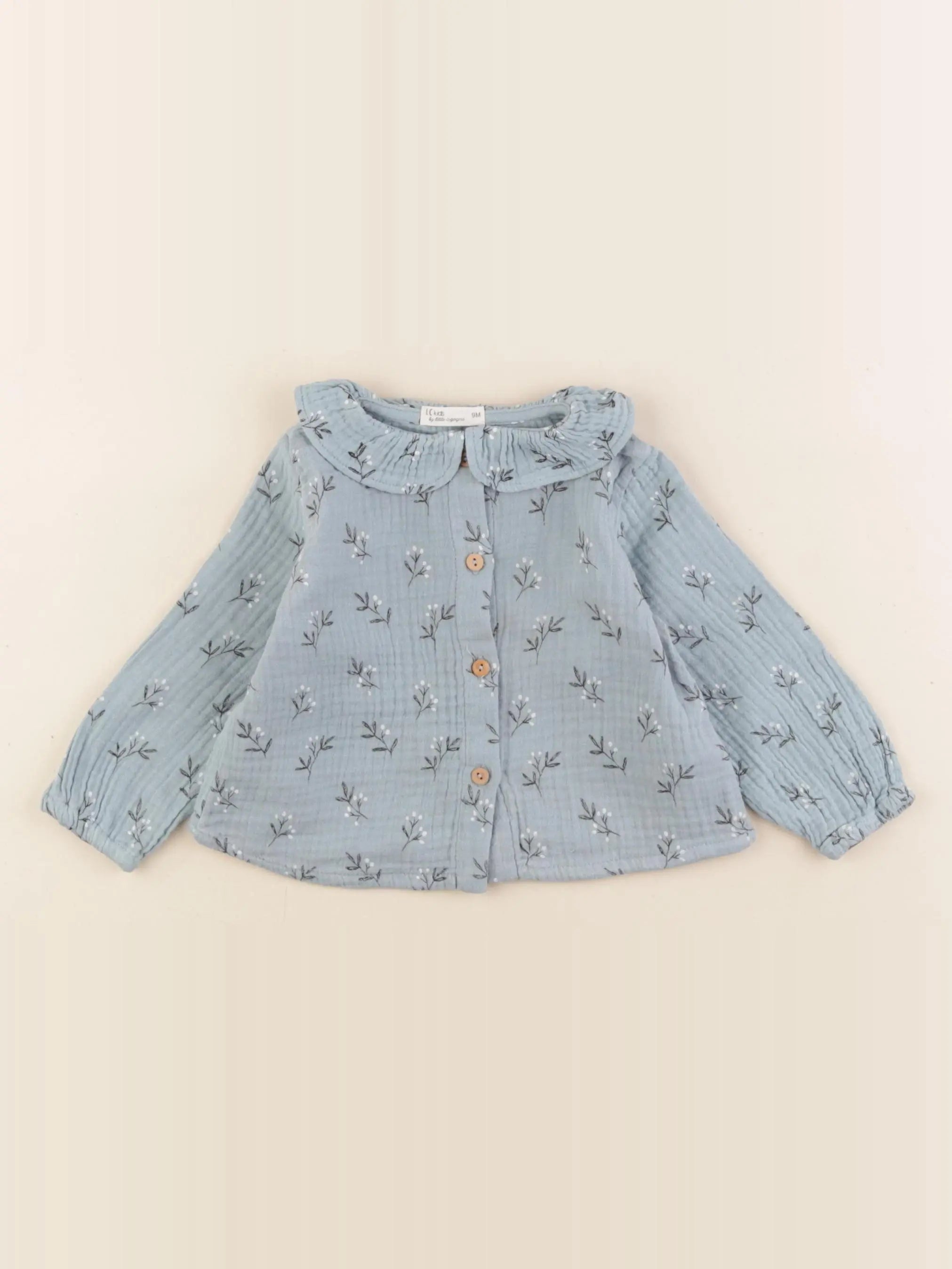 Little Cigogne - blouse bleu - 9 mois
