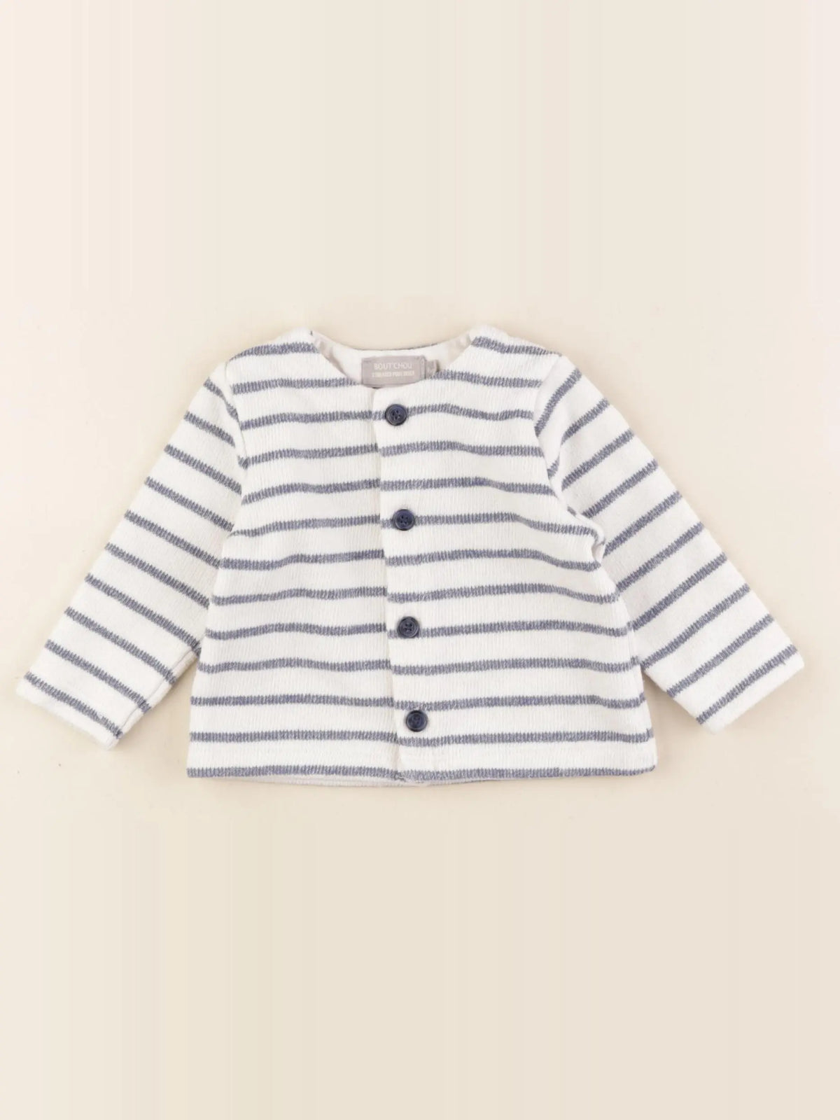 Boutchou - gilet blanc, bleu - 6 mois