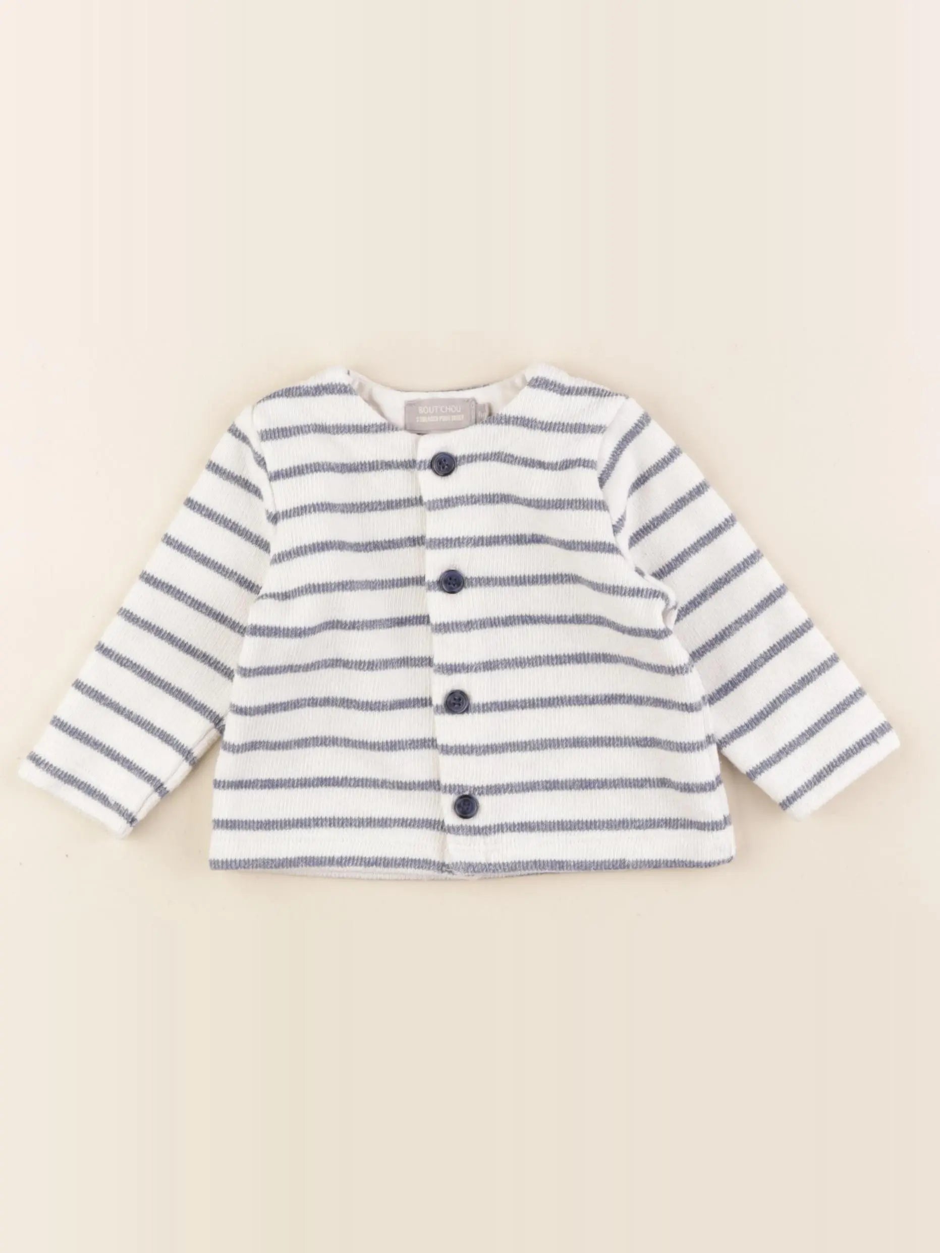 Boutchou - gilet blanc, bleu - 6 mois