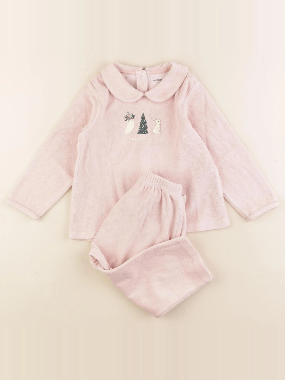 Vertbaudet - pyjama velours rose - 3 ans