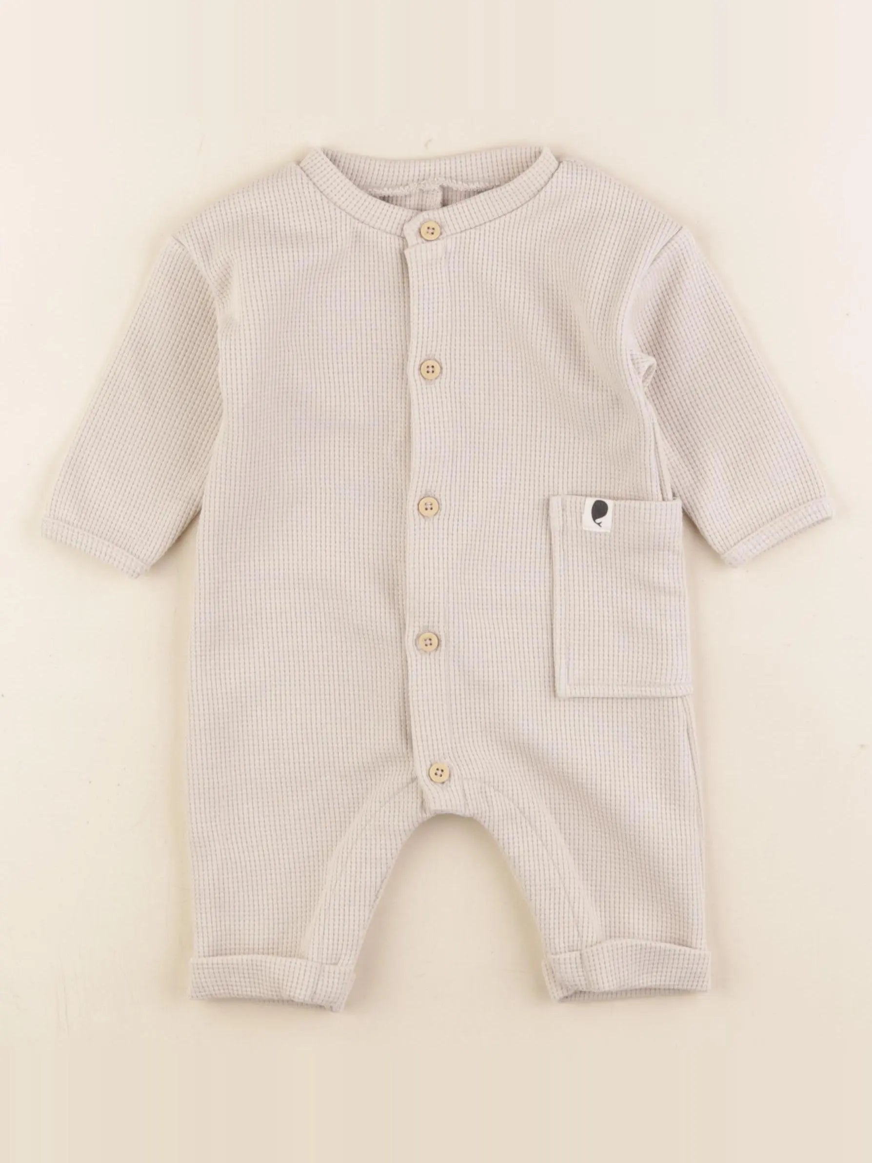 Vertbaudet - combinaison beige - 0/3 mois