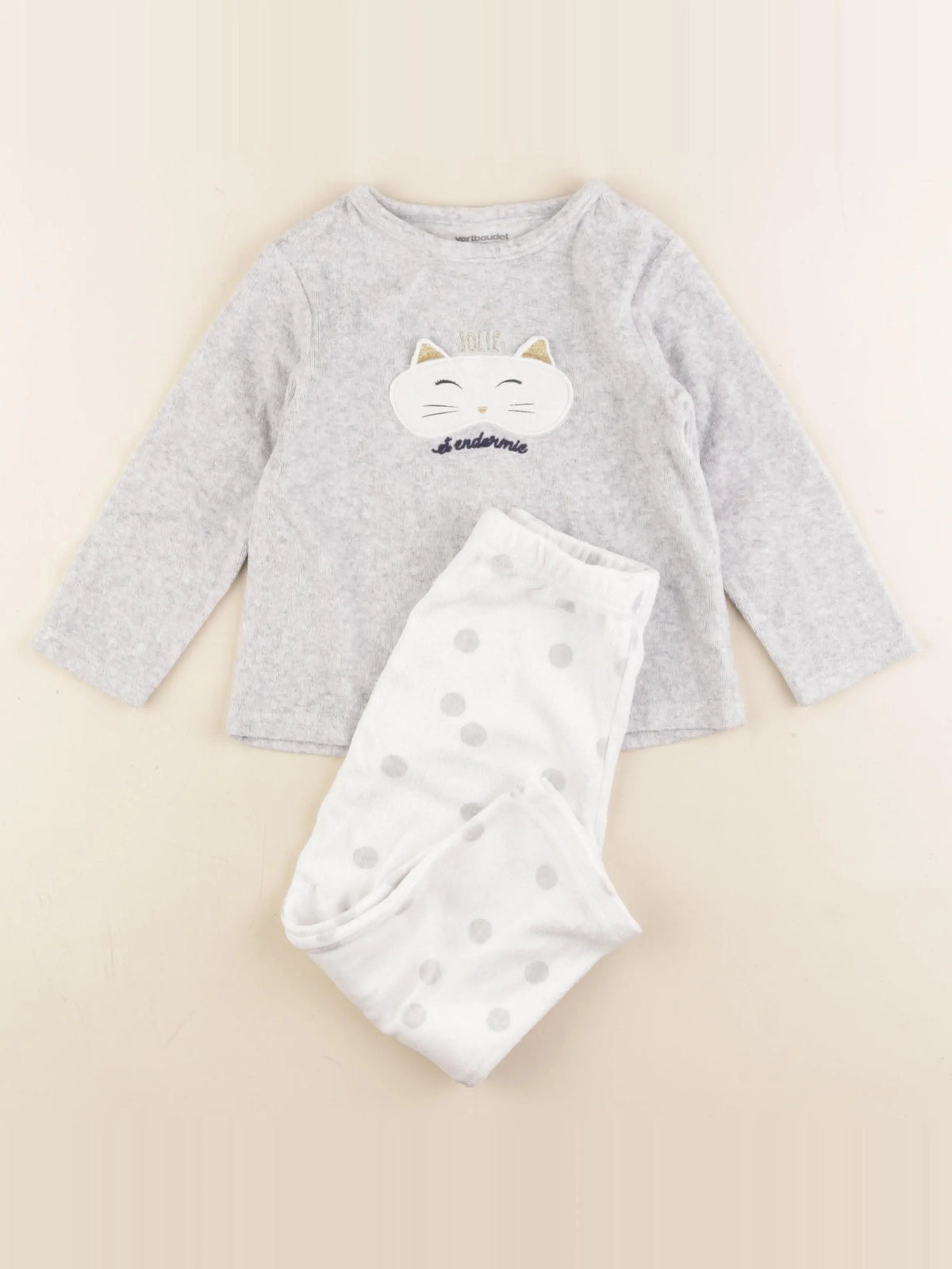 Vertbaudet - pyjama velours gris - 3 ans