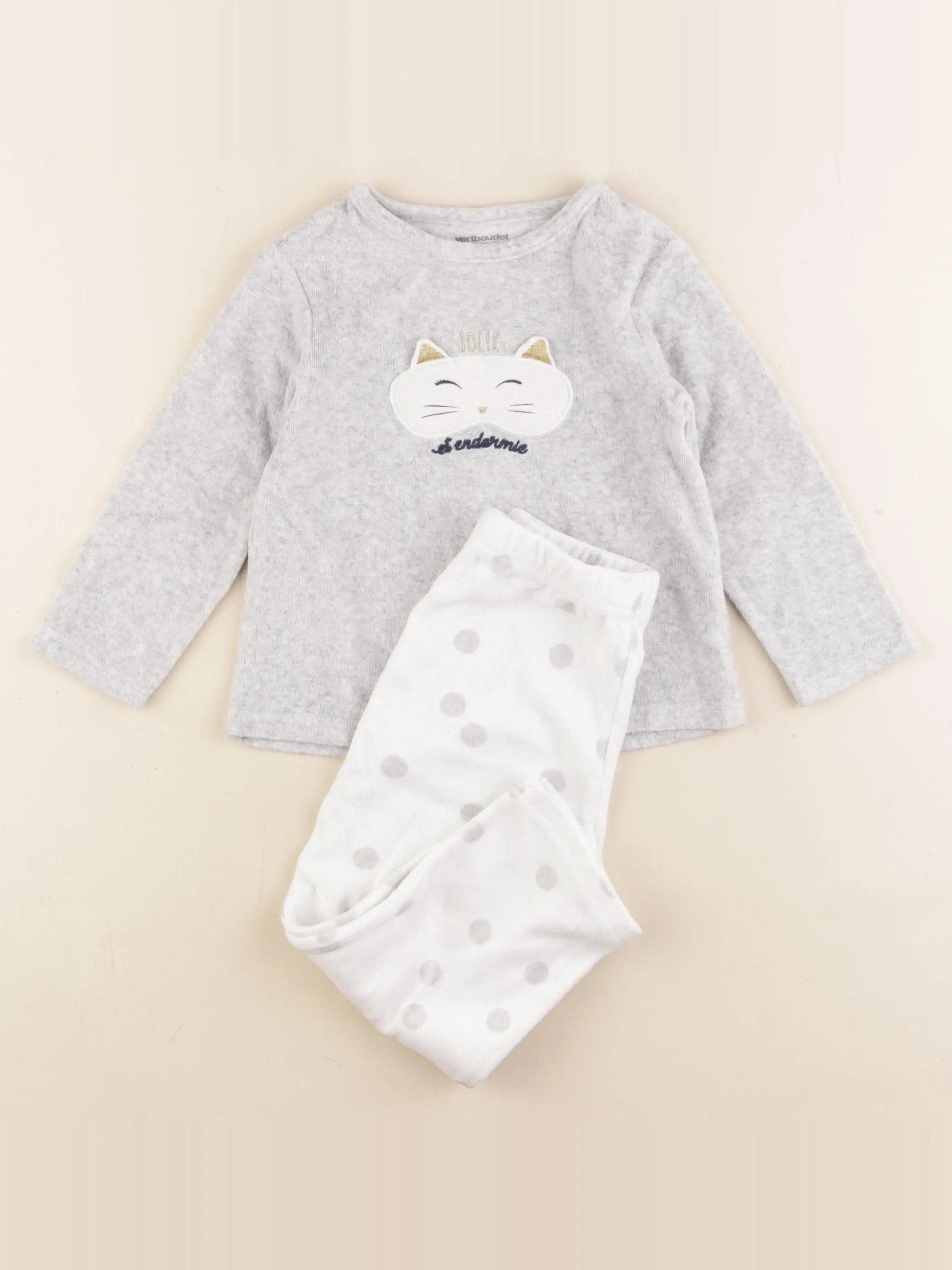 Vertbaudet - pyjama velours gris - 3 ans