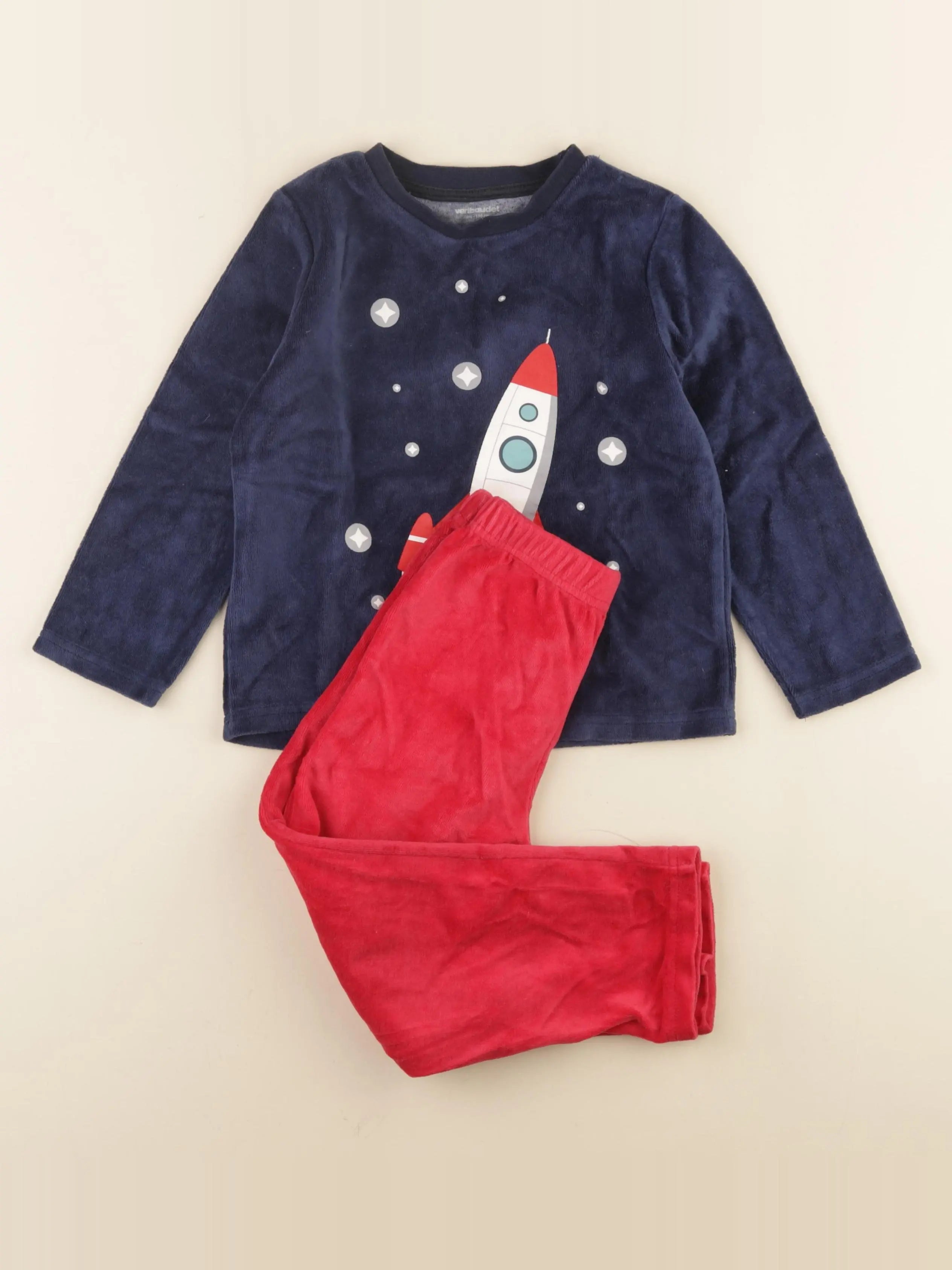 Vertbaudet - pyjama velours bleu - 5 ans