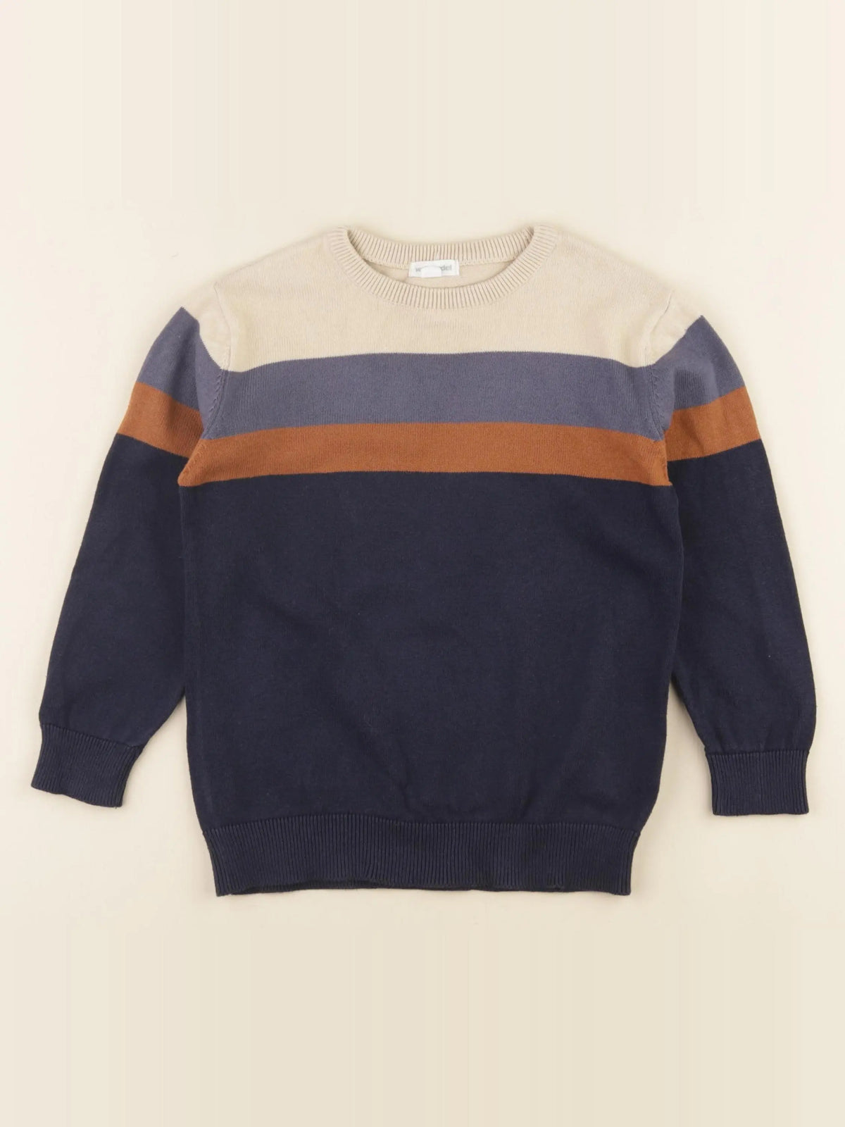 Vertbaudet - pull bleu, beige - 6 ans