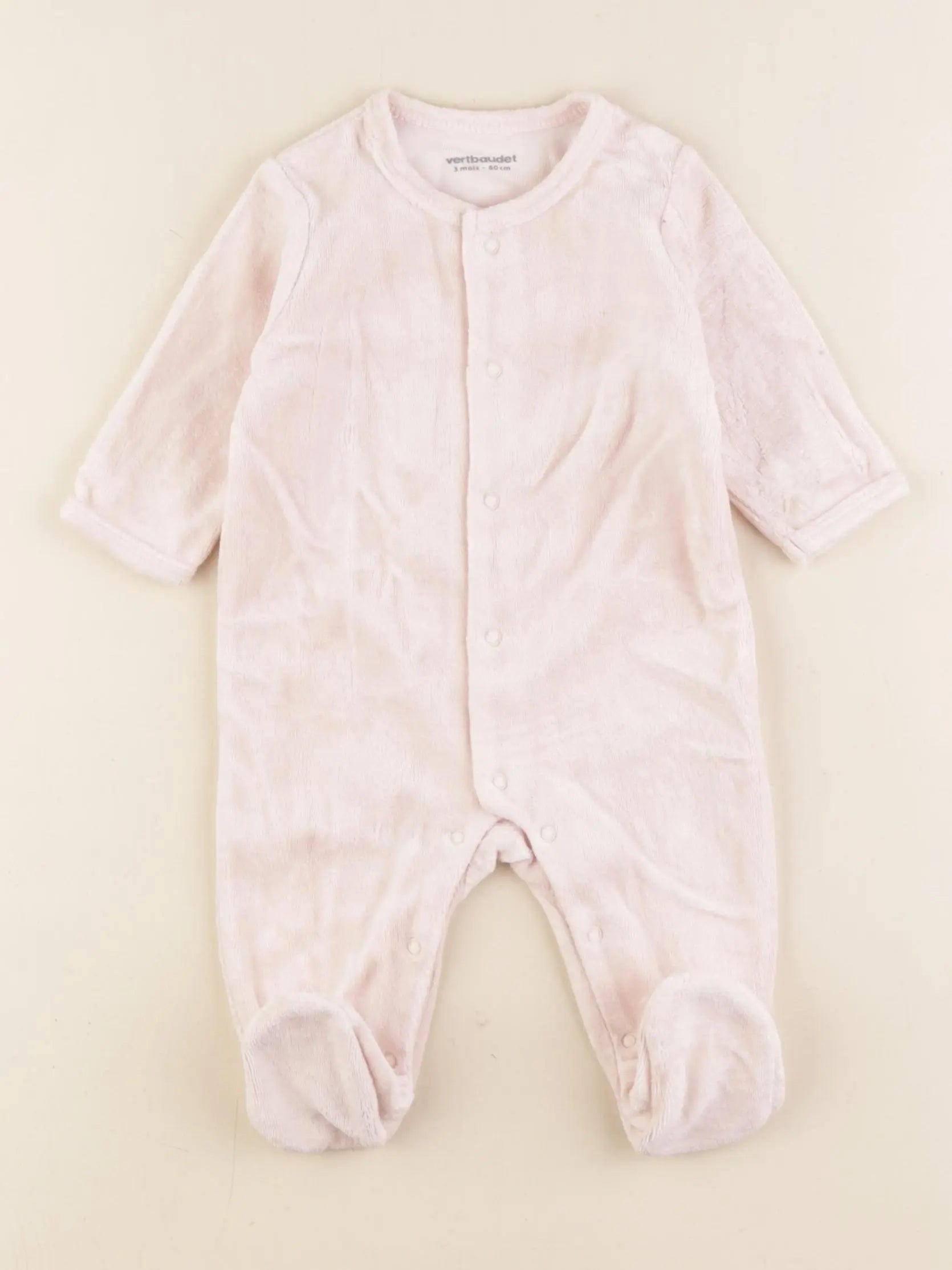 Vertbaudet - pyjama velours rose - 3 mois