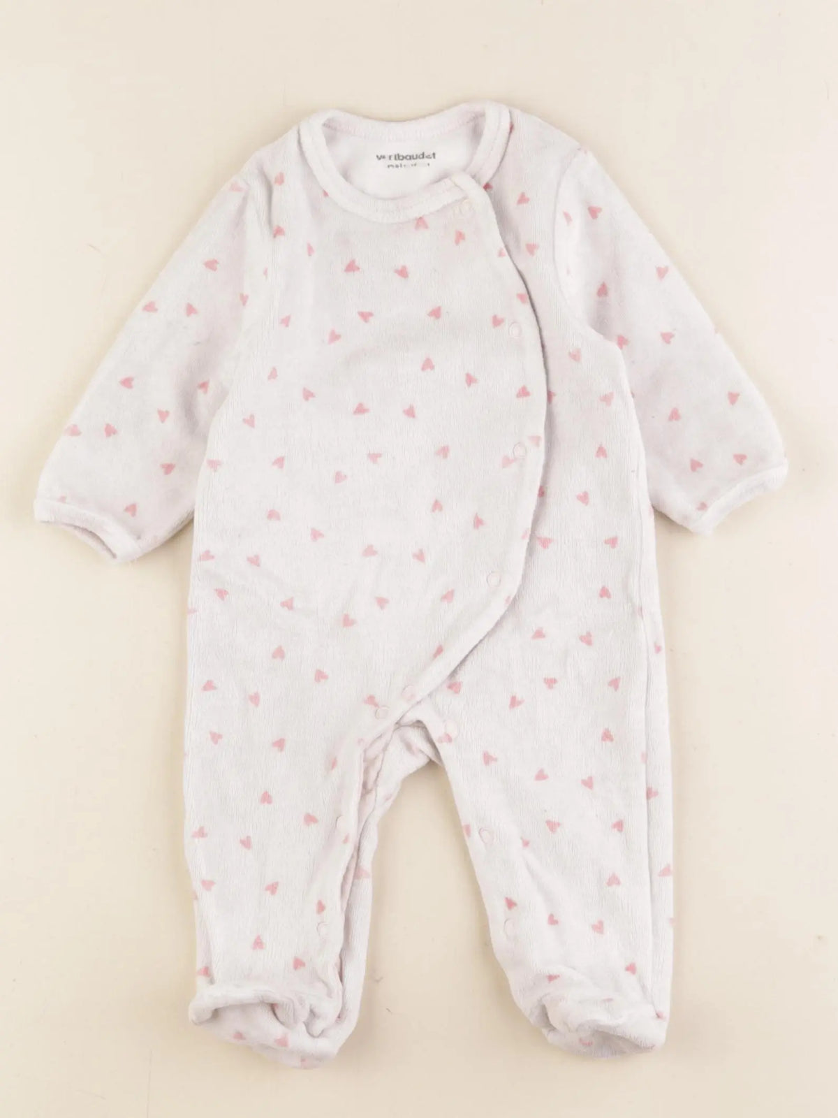 Vertbaudet - pyjama velours rose - 3 mois