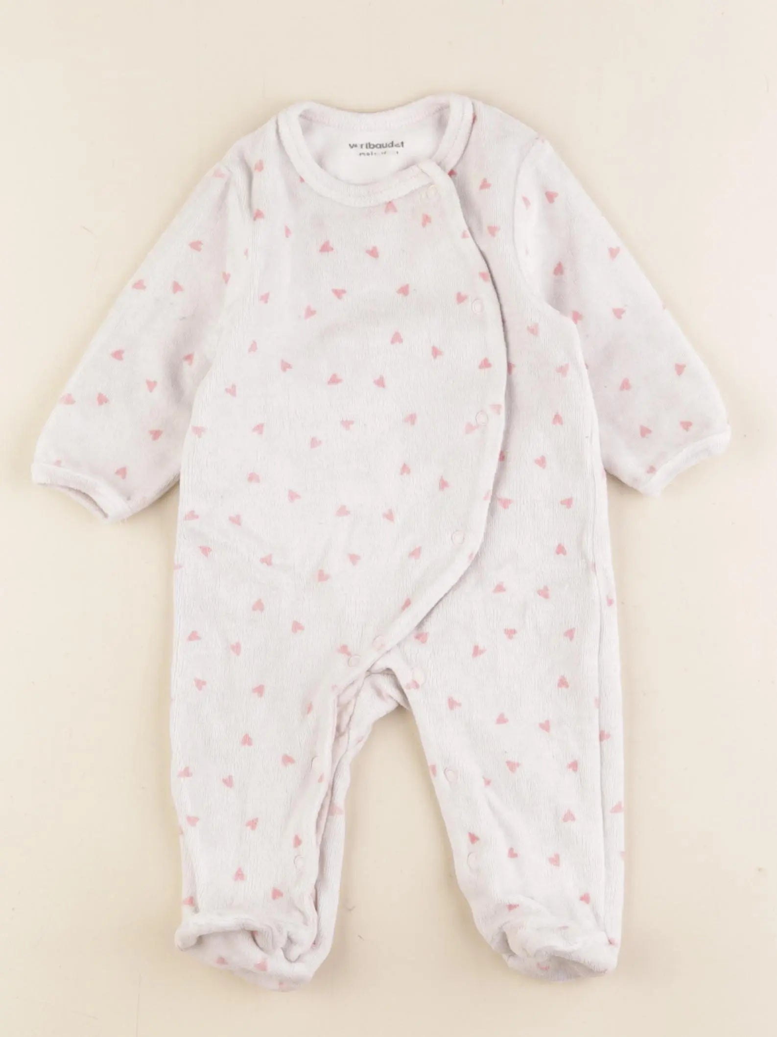 Vertbaudet - pyjama velours rose - 3 mois
