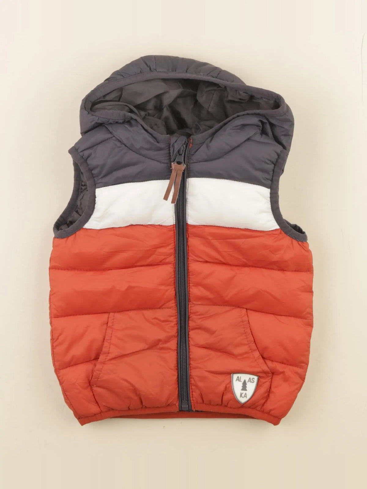 Vertbaudet - doudoune orange, gris - 2 ans