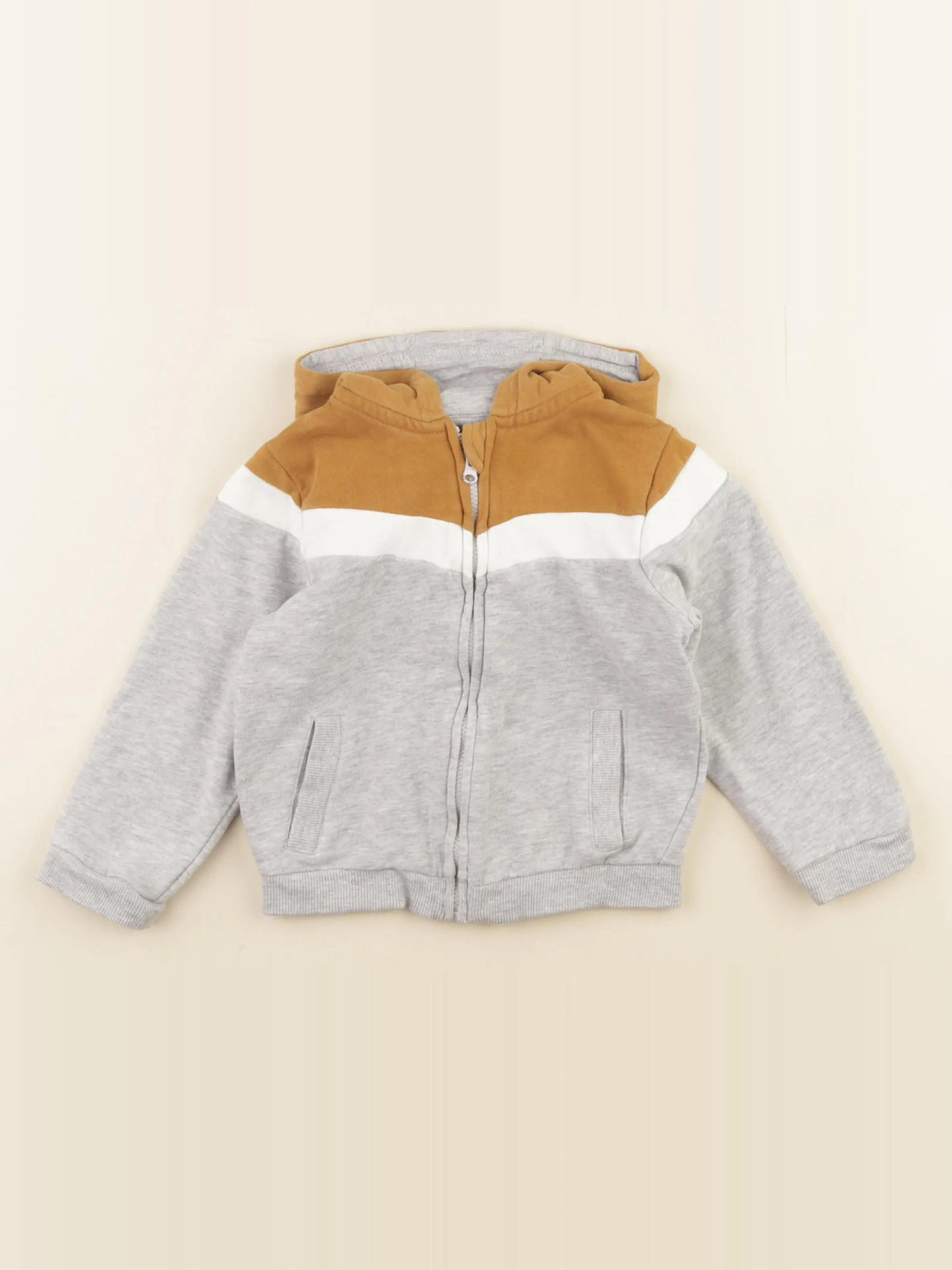 Vertbaudet - sweat gris, jaune - 36 mois