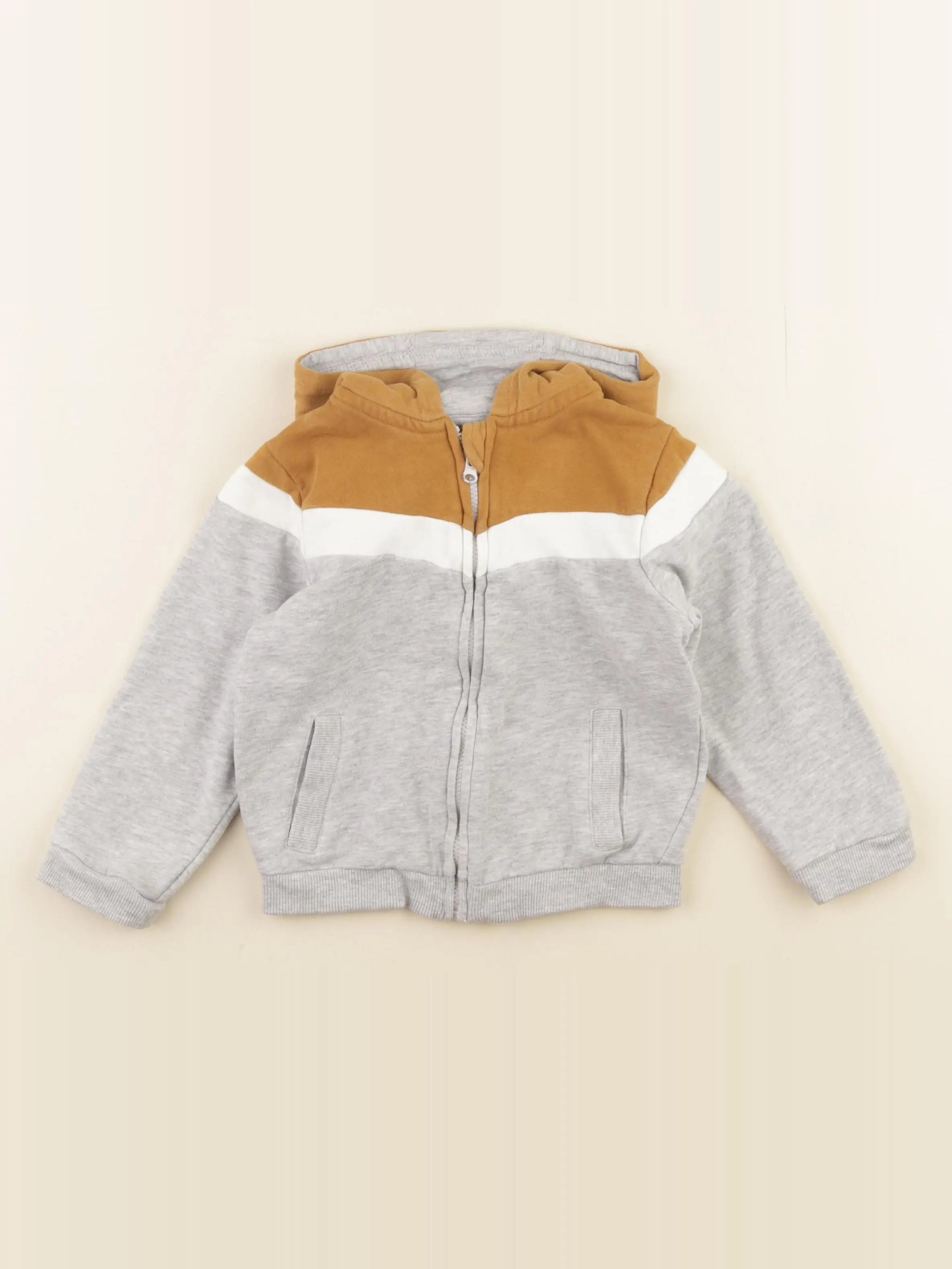 Vertbaudet - sweat gris, jaune - 36 mois