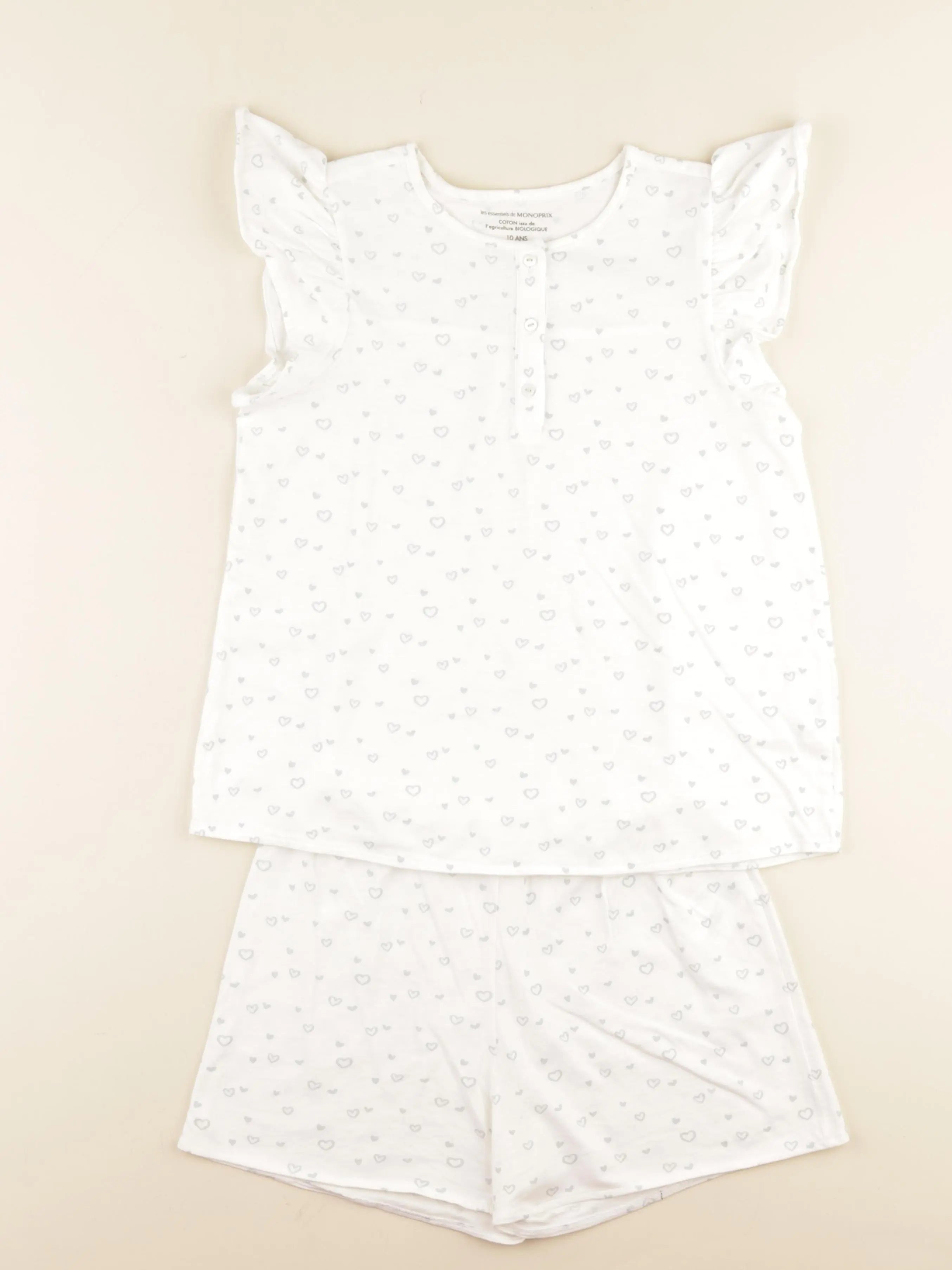 Monoprix - pyjama coton blanc - 10 ans