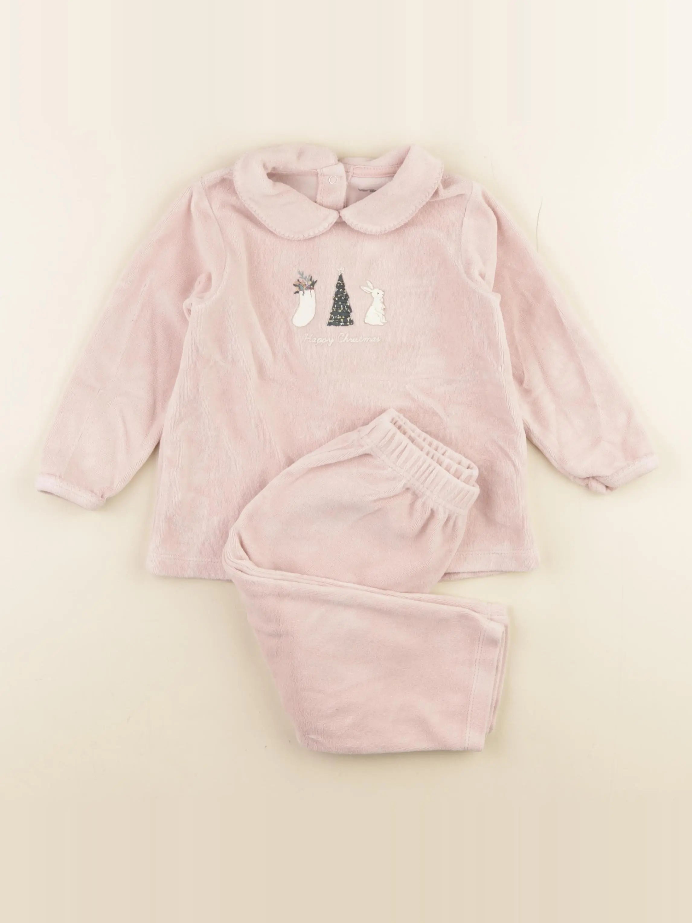 Vertbaudet - pyjama velours rose - 2 ans