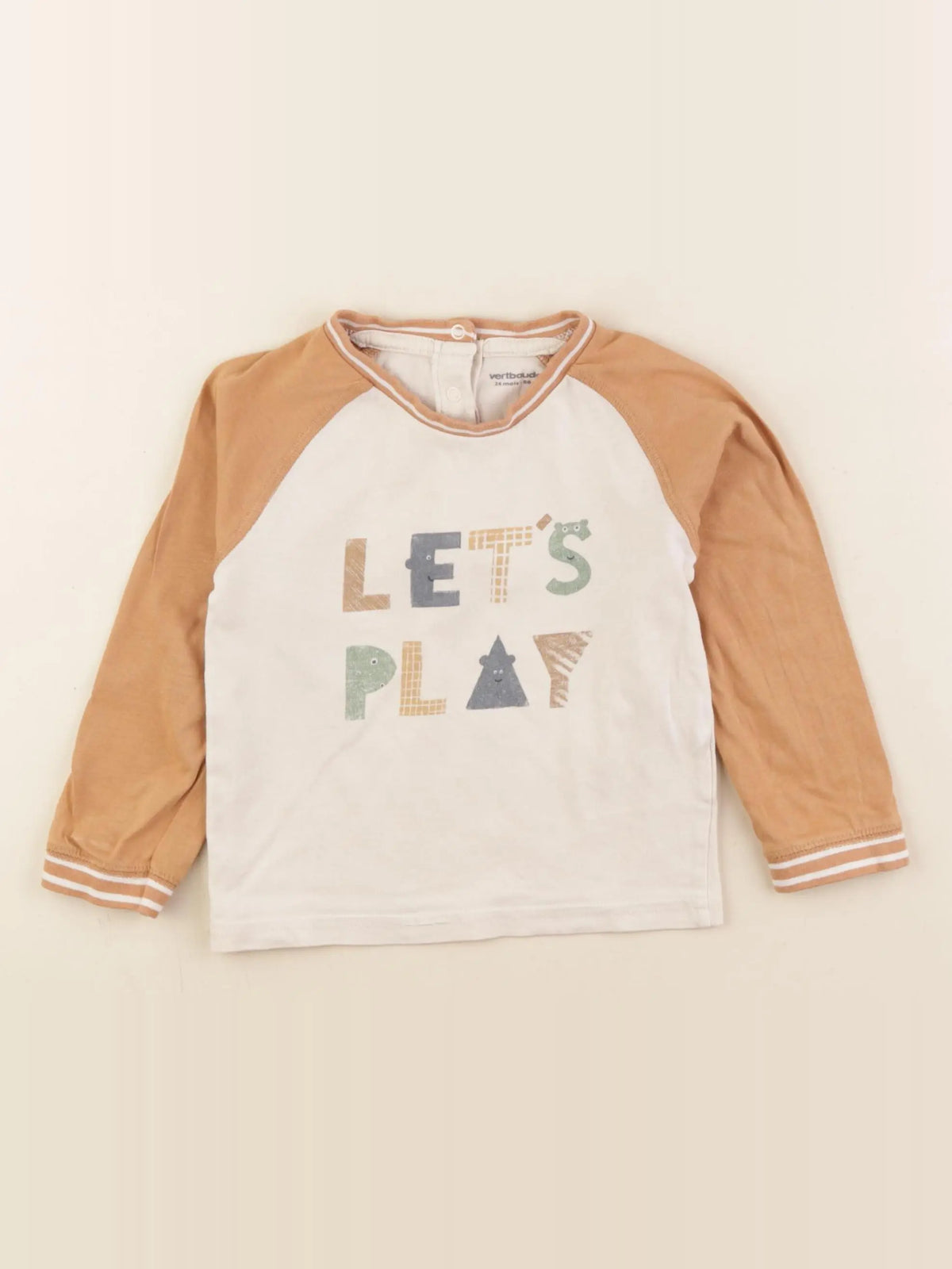 Vertbaudet - tee-shirt beige - 24 mois