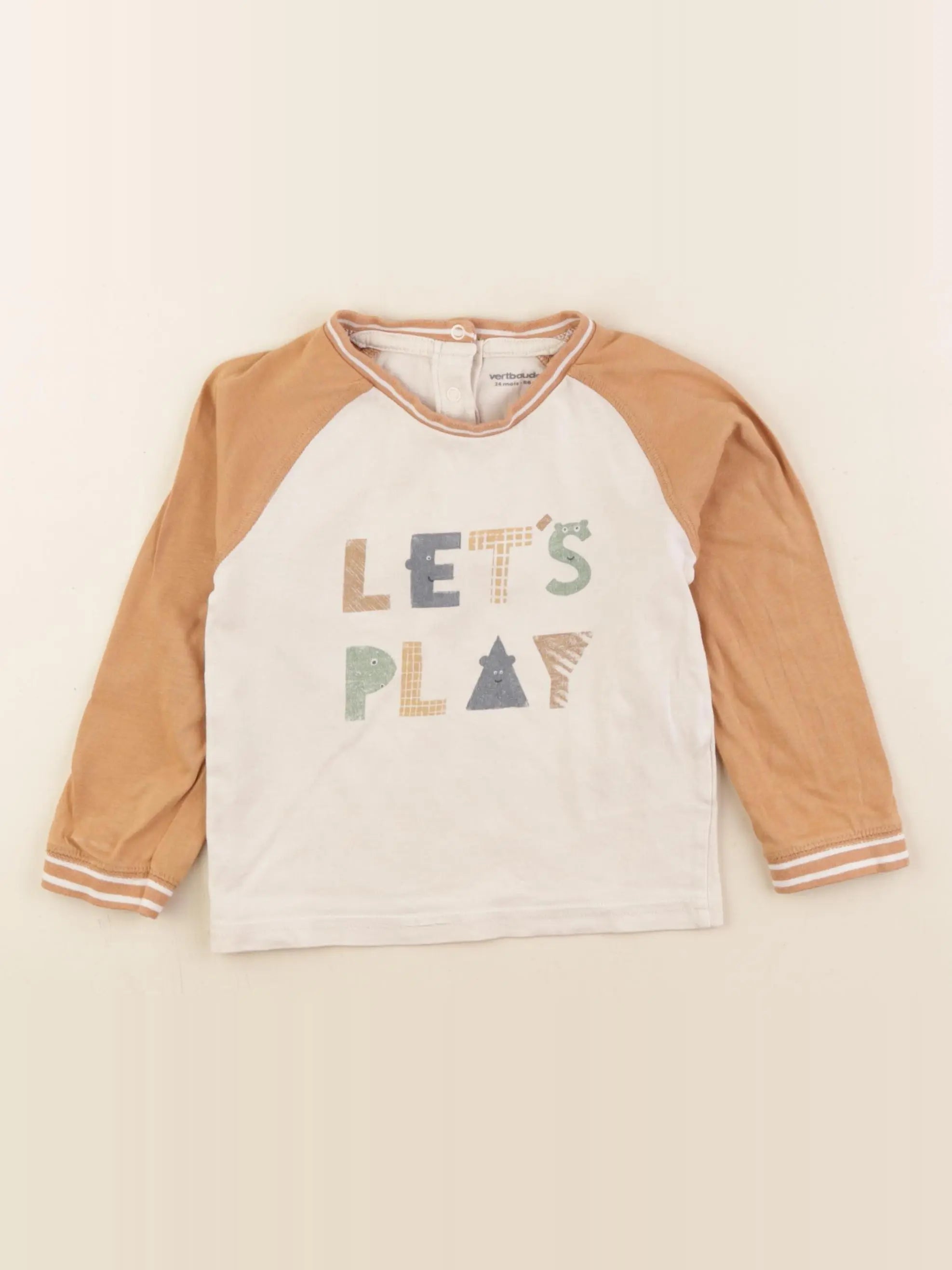 Vertbaudet - tee-shirt beige - 24 mois