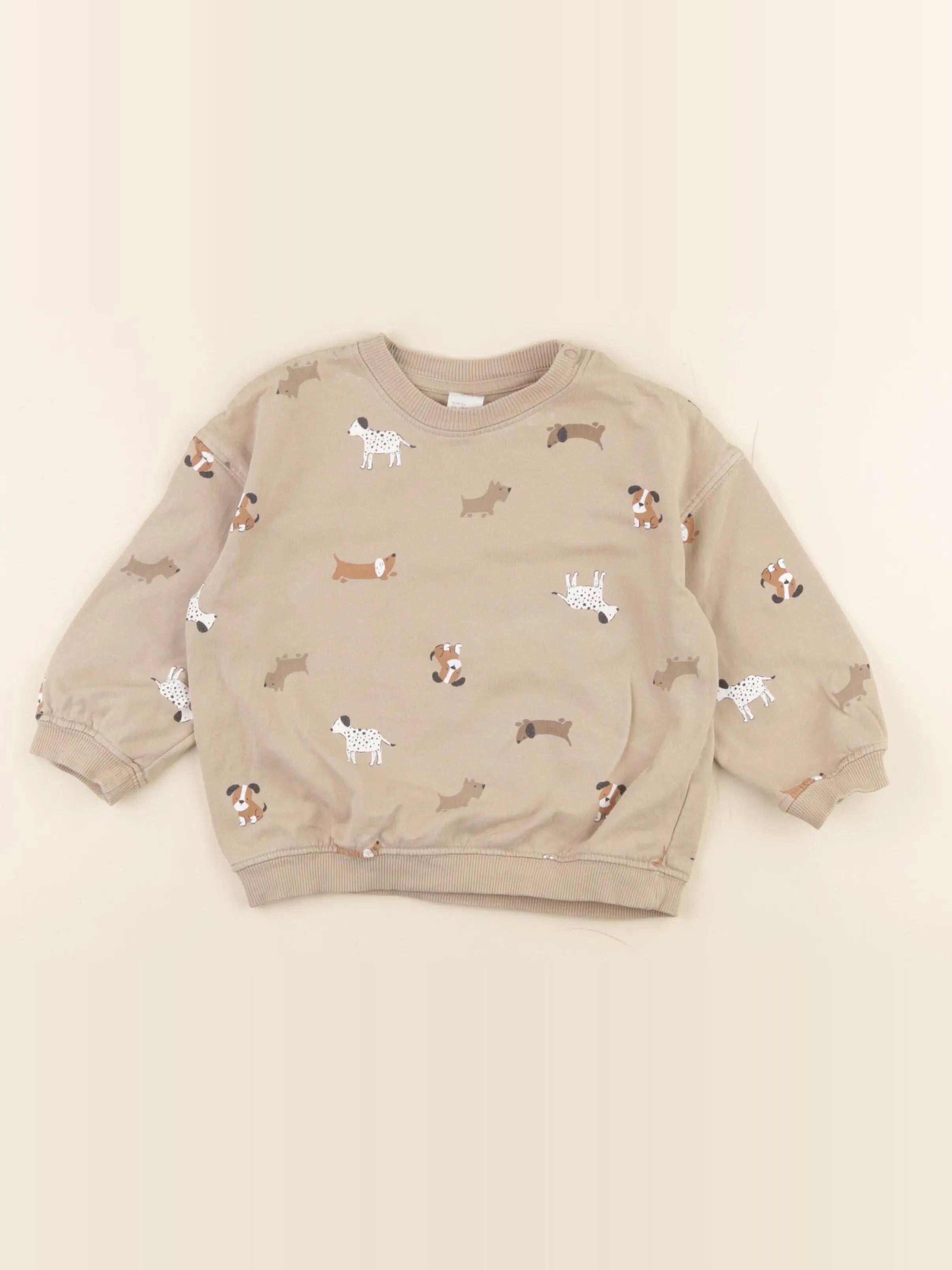 H&M - sweat coton beige - 12/18 mois
