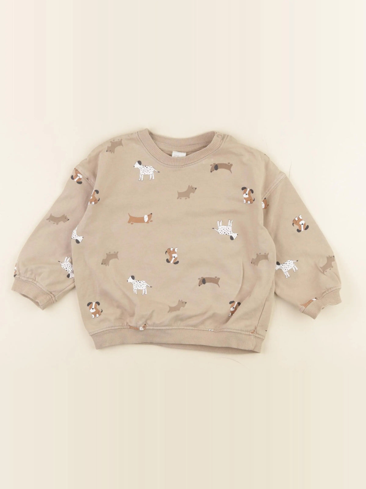 H&M - sweat coton beige - 12/18 mois