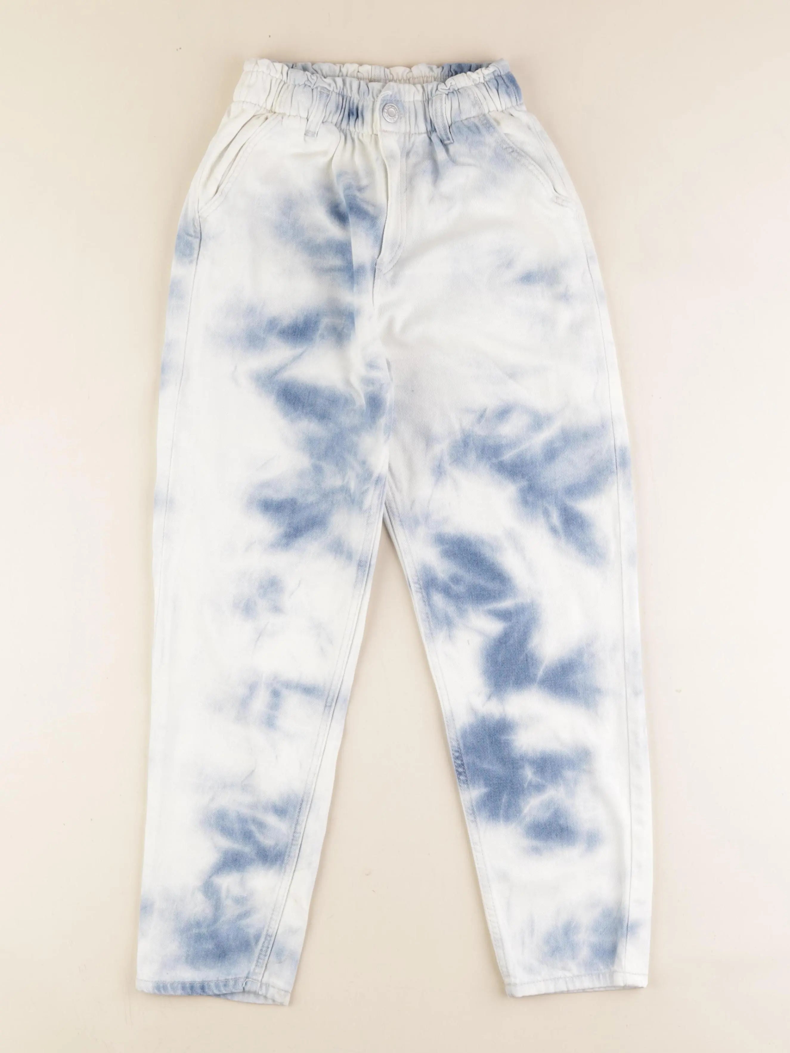 H&M - jean bleu, blanc - 8/9 ans