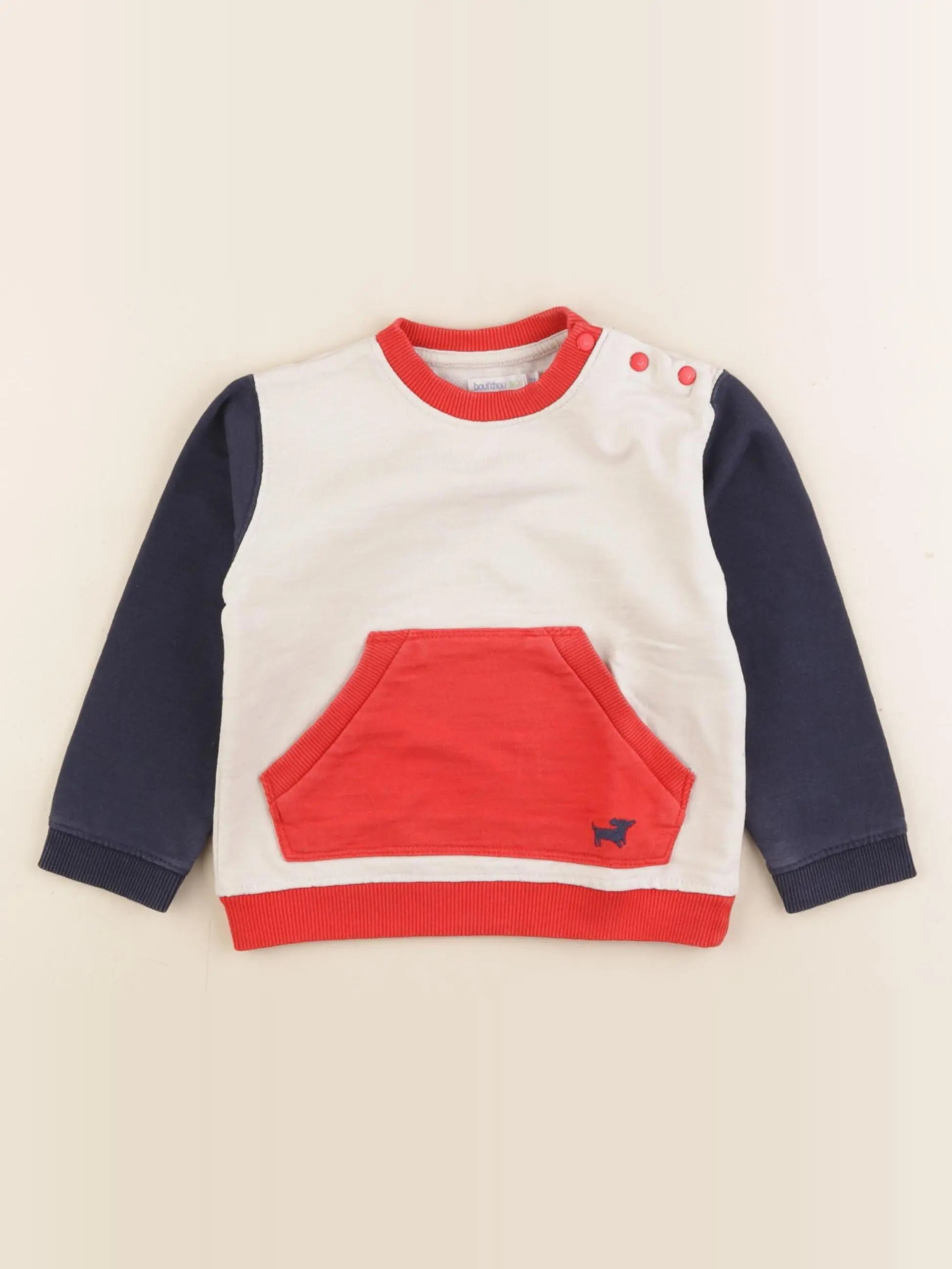 Boutchou - sweat beige, bleu - 24 mois