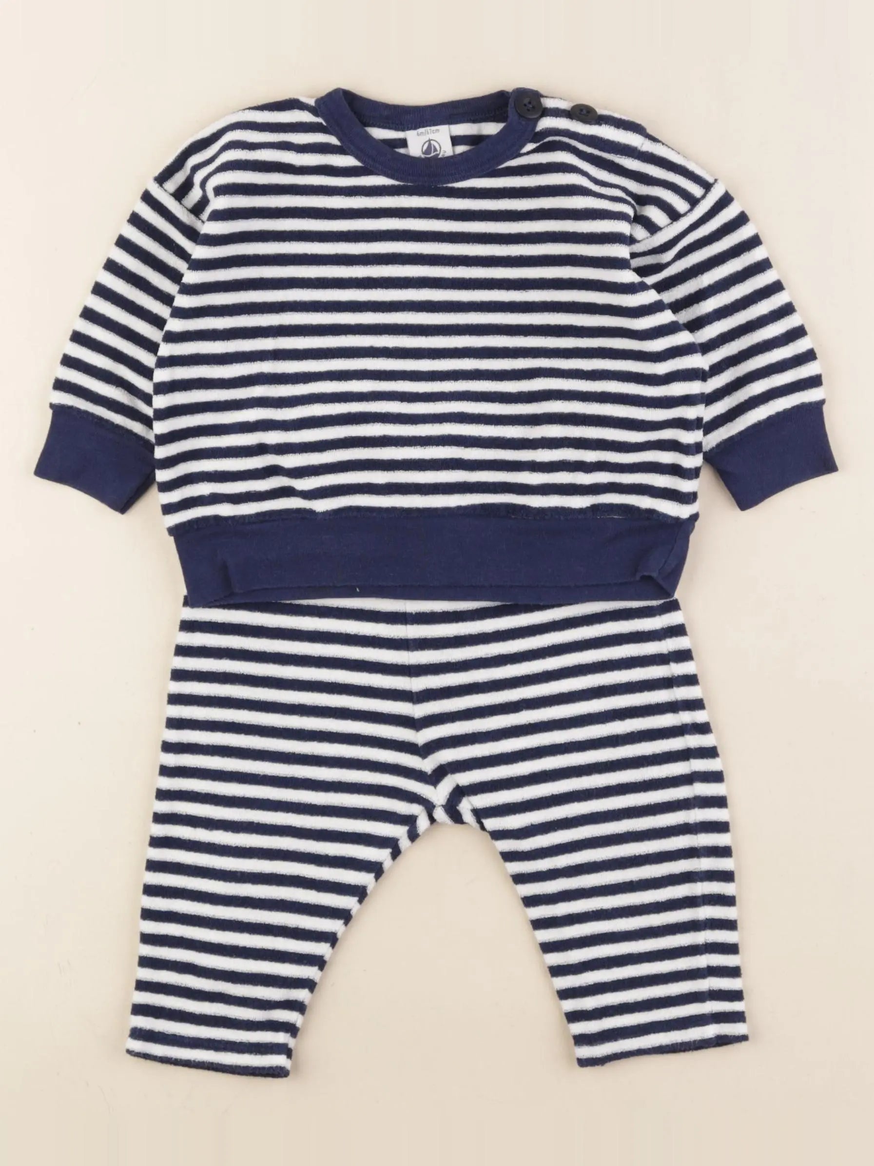 Petit Bateau - ensemble bleu - 6 mois