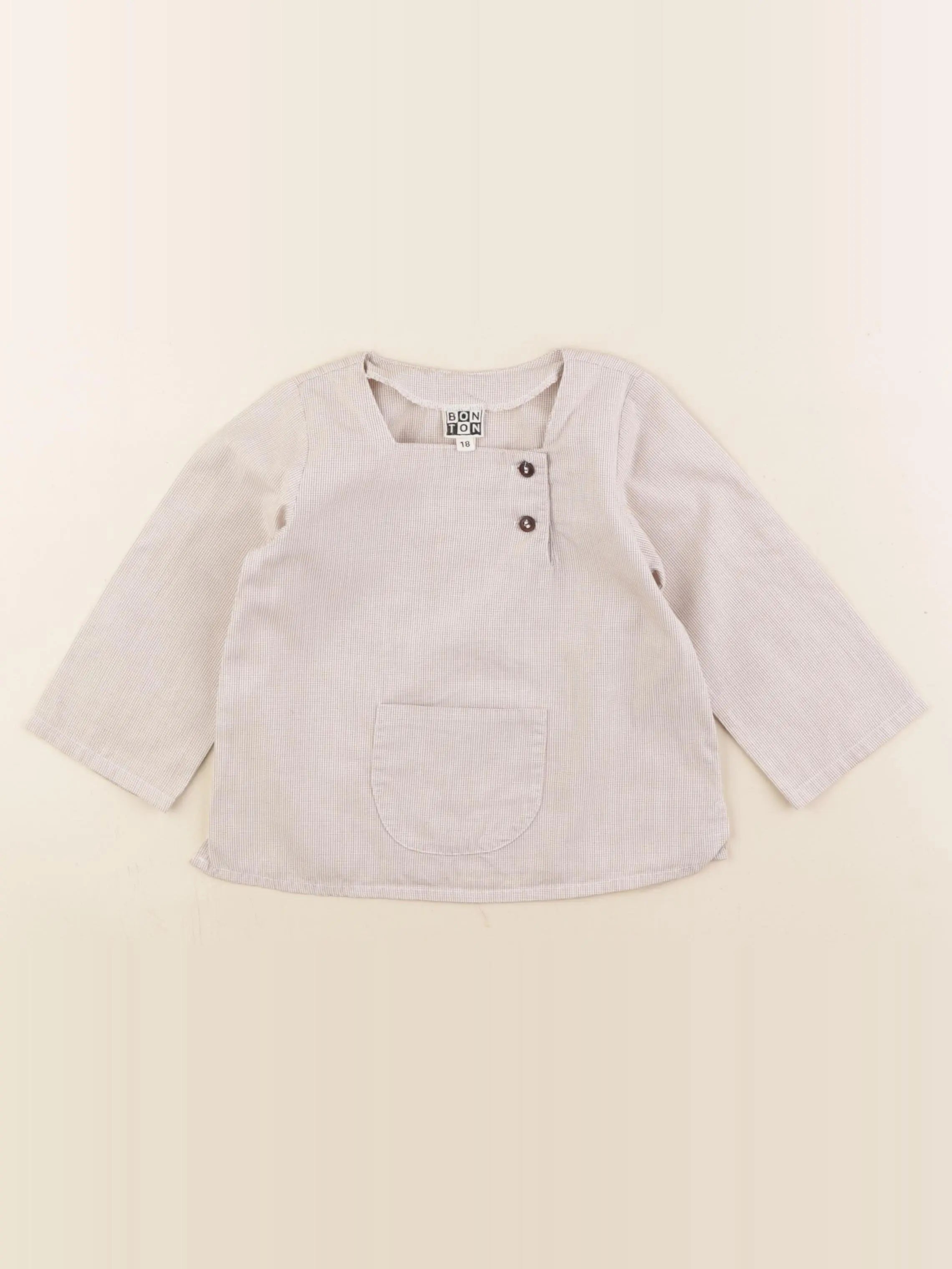 Bonton - chemise beige, marron - 18 mois