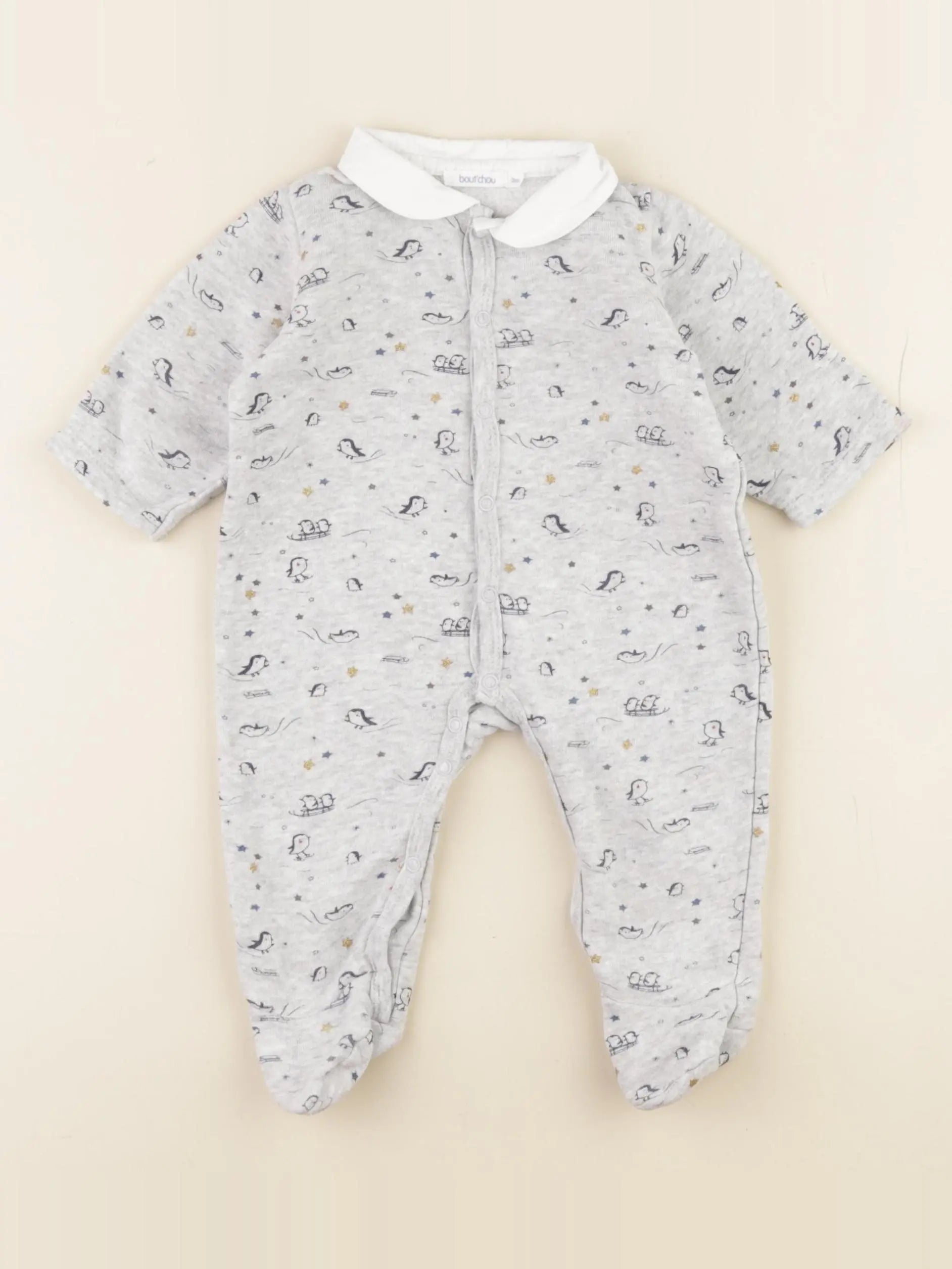 Boutchou - pyjama coton gris - 3 mois