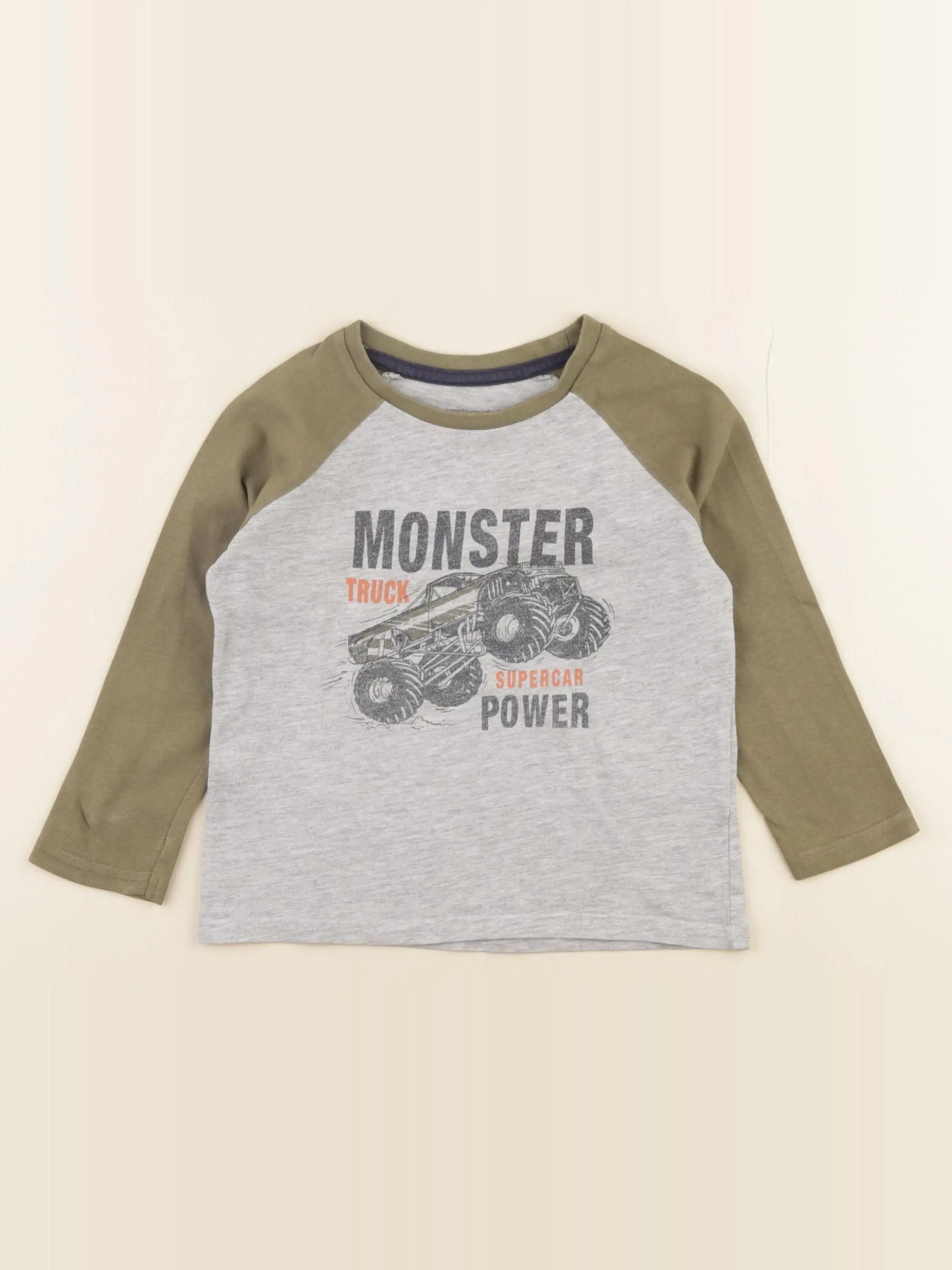 Vertbaudet - tee-shirt gris, vert - 3 ans