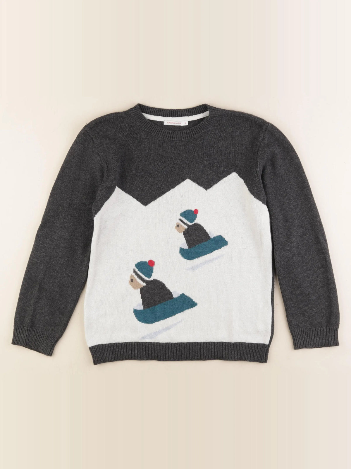 Monoprix - pull gris - 8 ans