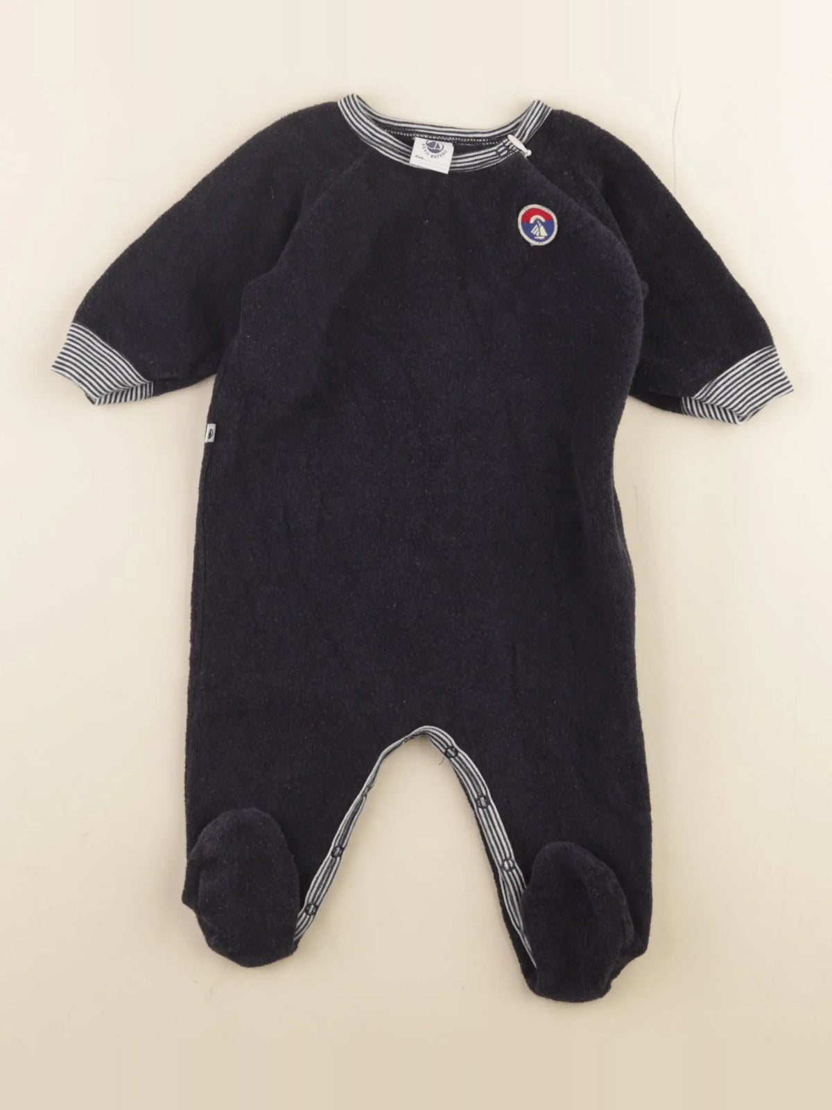 Petit Bateau - pyjama velours bleu - 6 mois