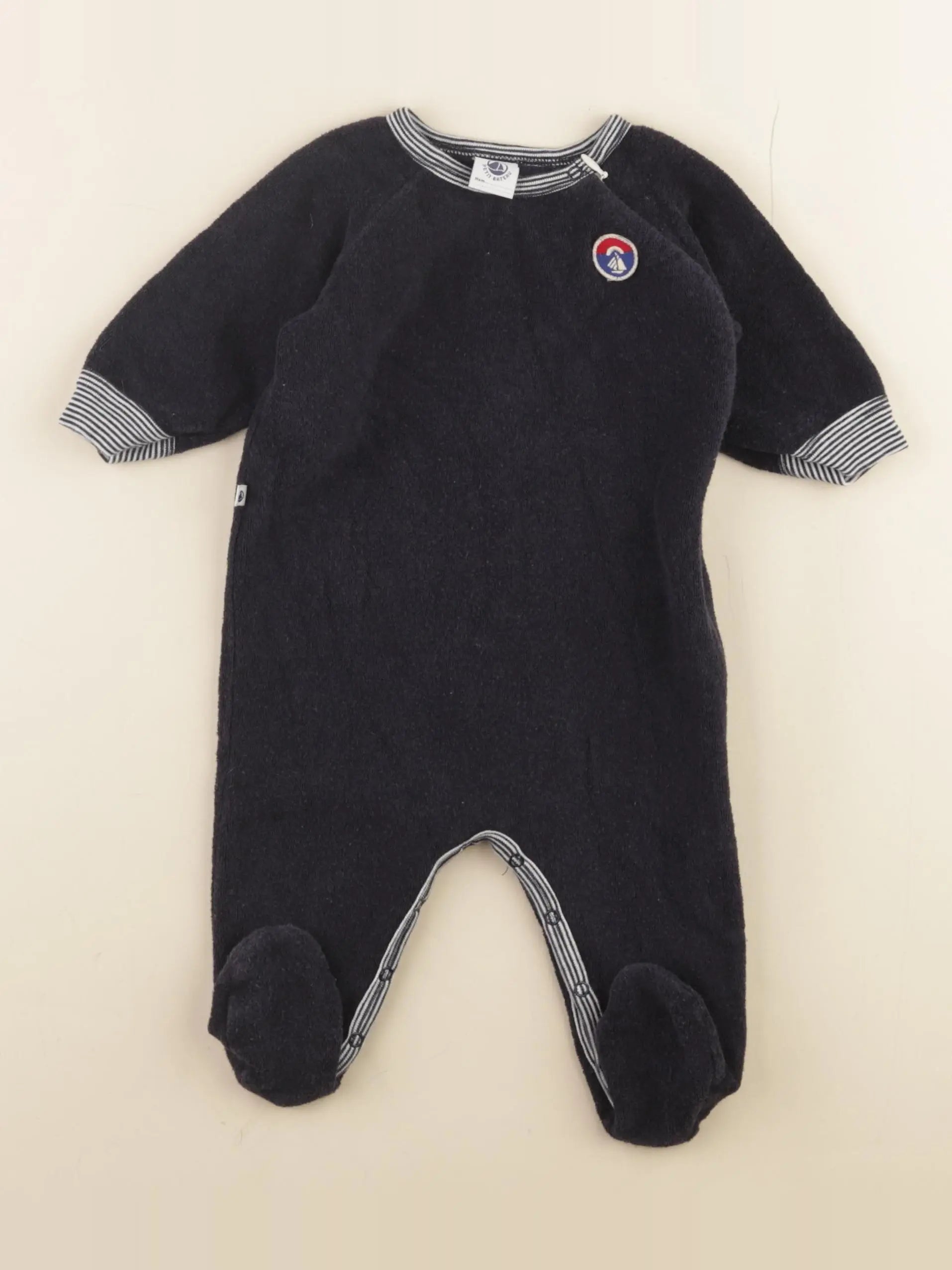 Petit Bateau - pyjama velours bleu - 6 mois