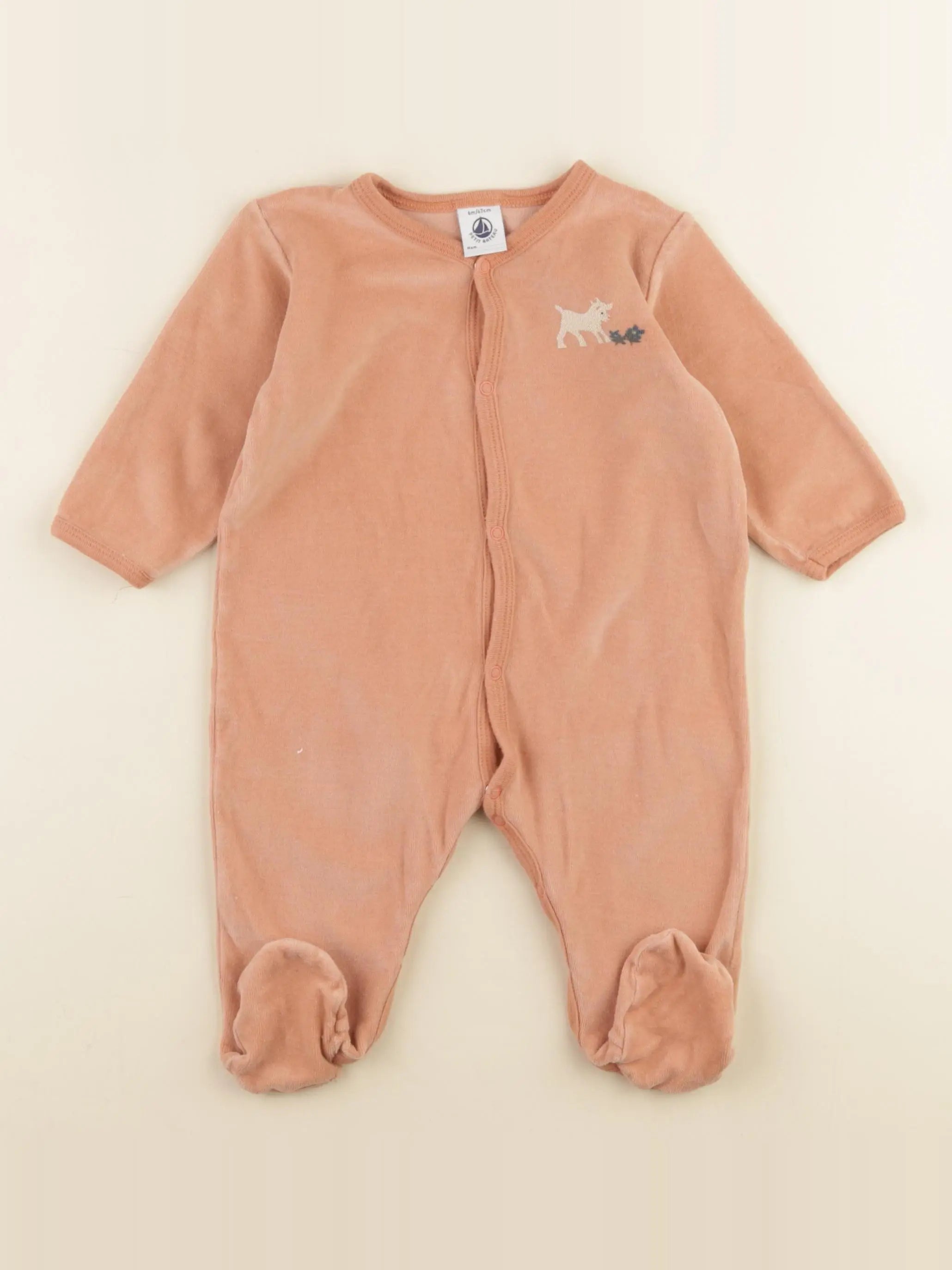 Petit Bateau - pyjama velours orange - 6 mois