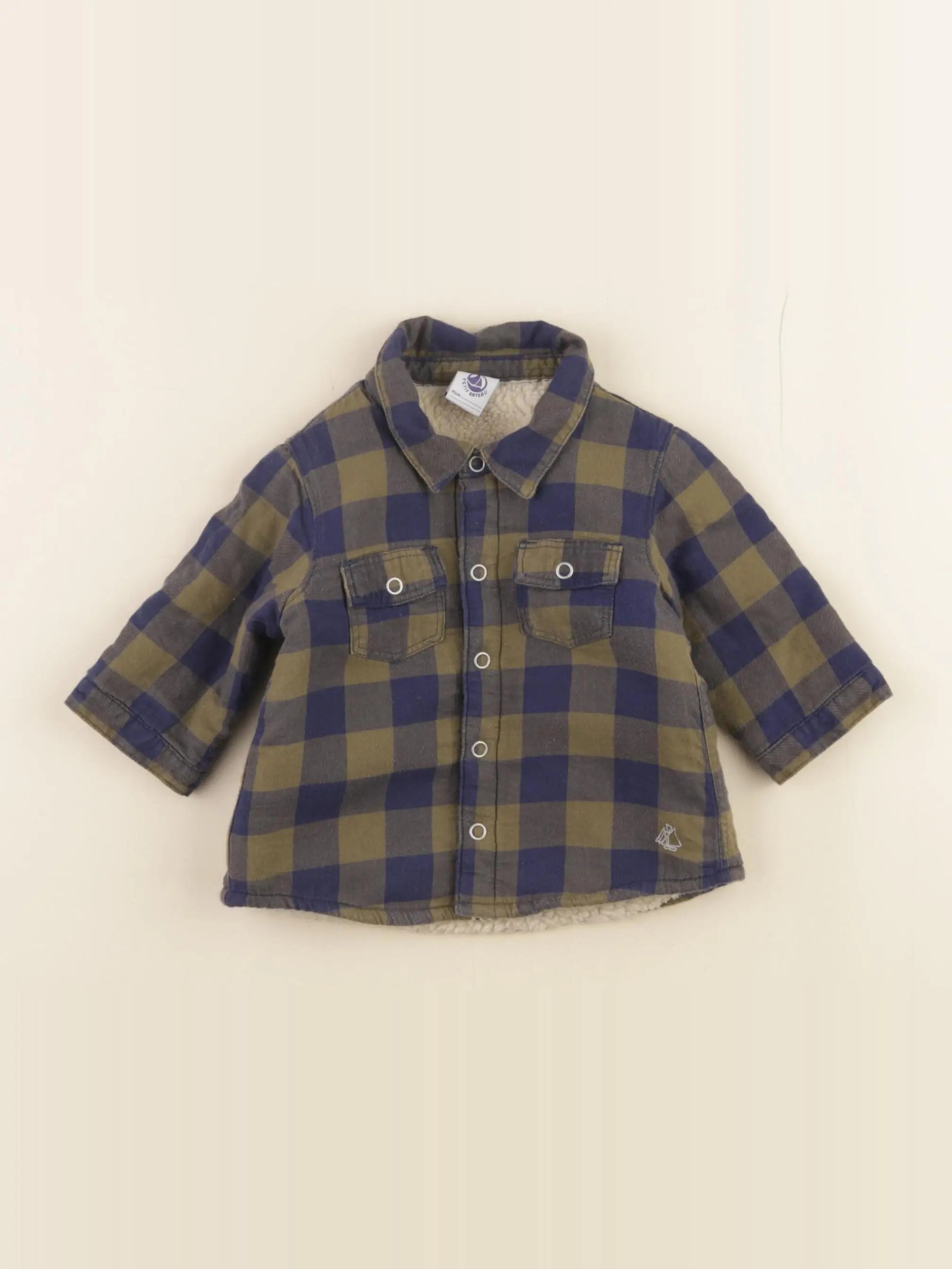 Petit Bateau - chemise vert - 3 mois